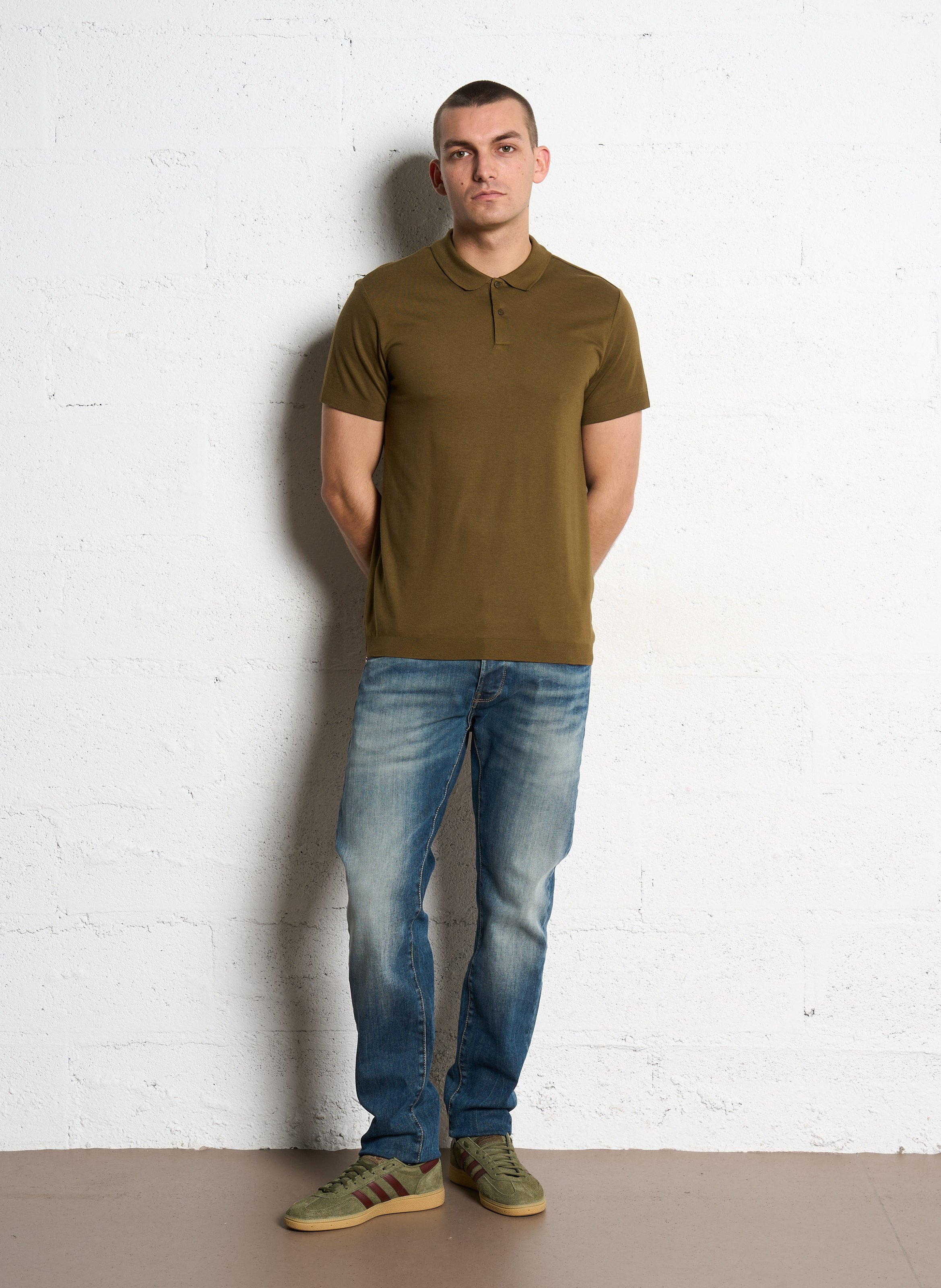 Polo manches courtes en maille unie IKKS Marron