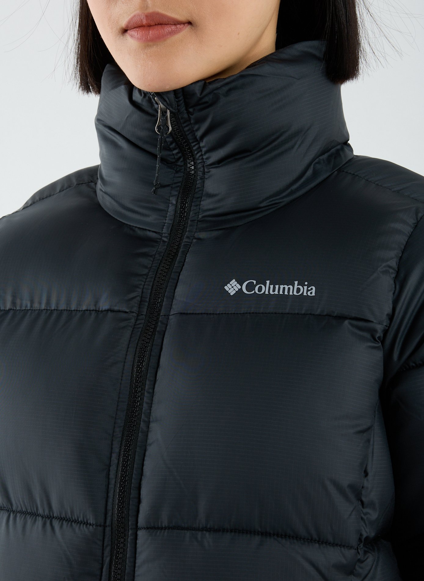 Straight down jacket with high collar COLUMBIA Black