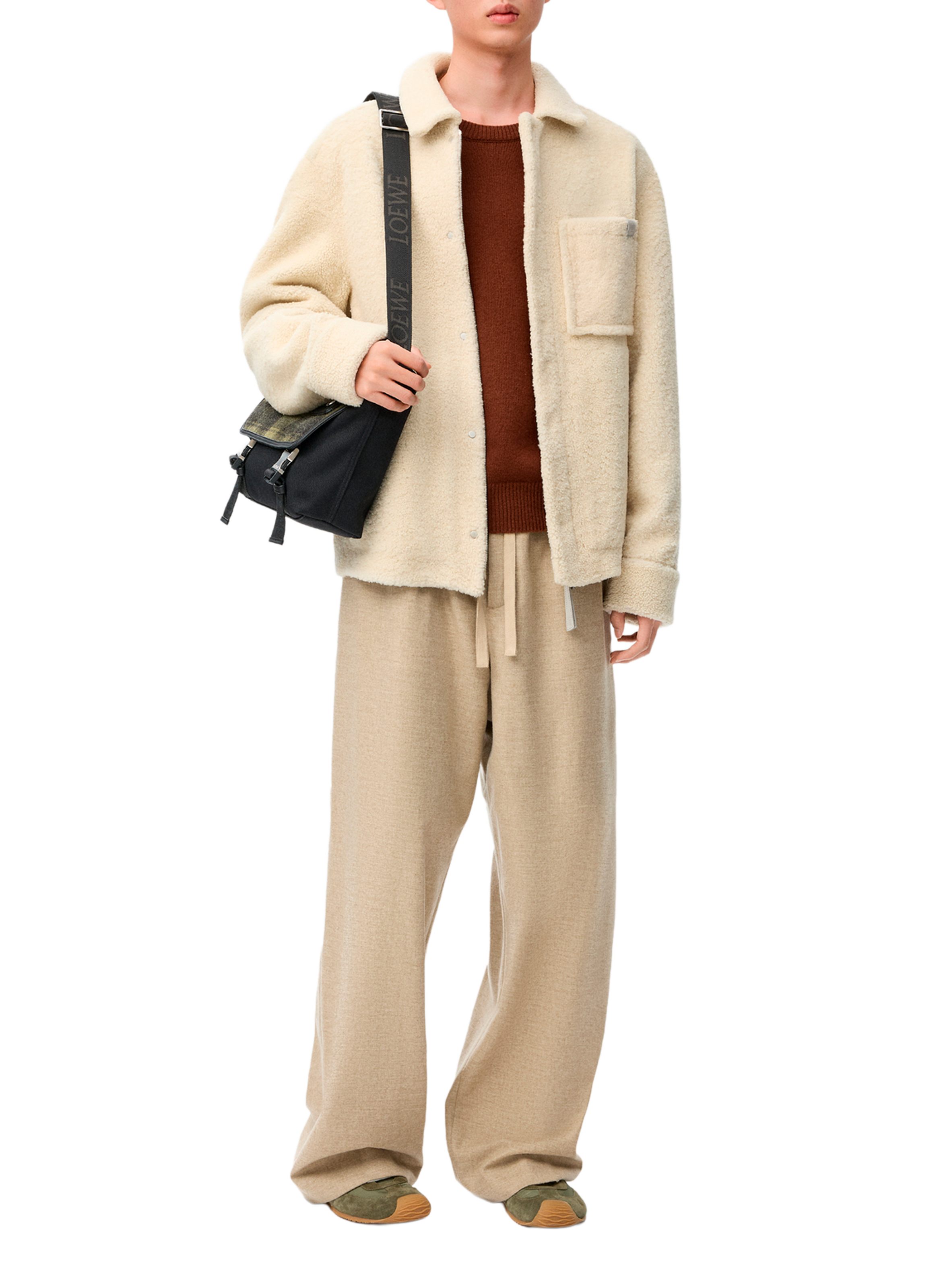 Straight wool embroidered sweater LOEWE Brown