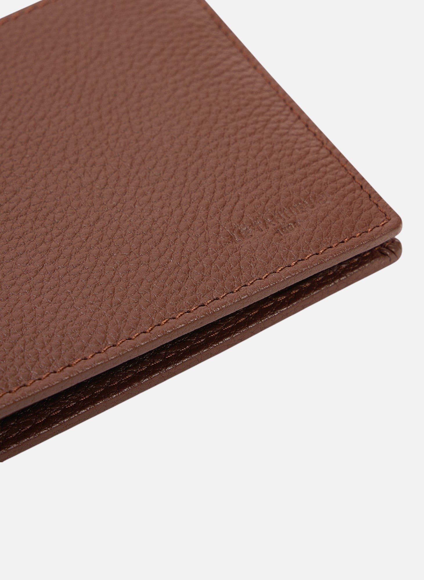 Portefeuille à rabat 2 volets charles en cuir grainé LE TANNEUR Marron