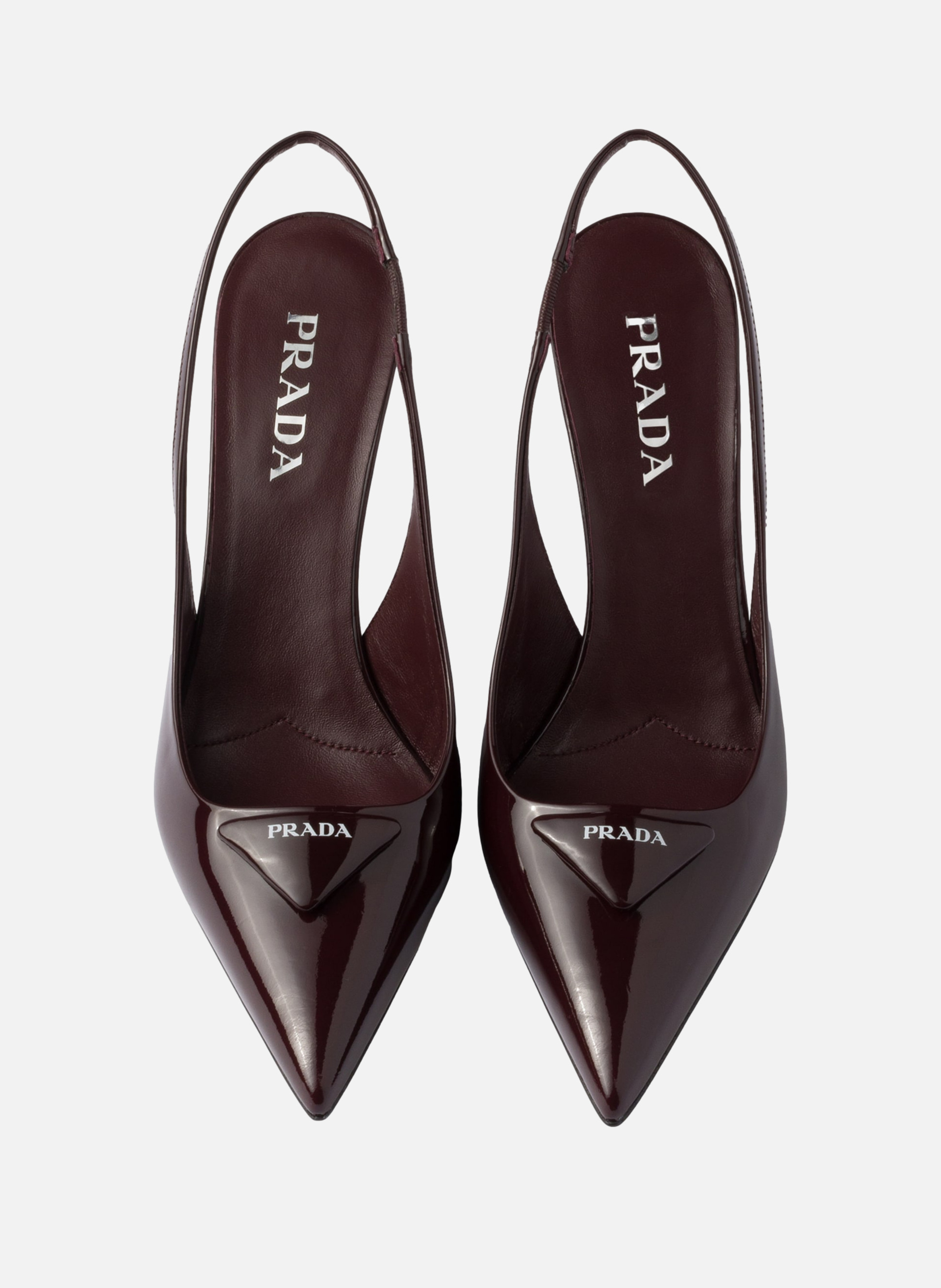 Escarpins à bride arrière en cuir verni PRADA Rouge