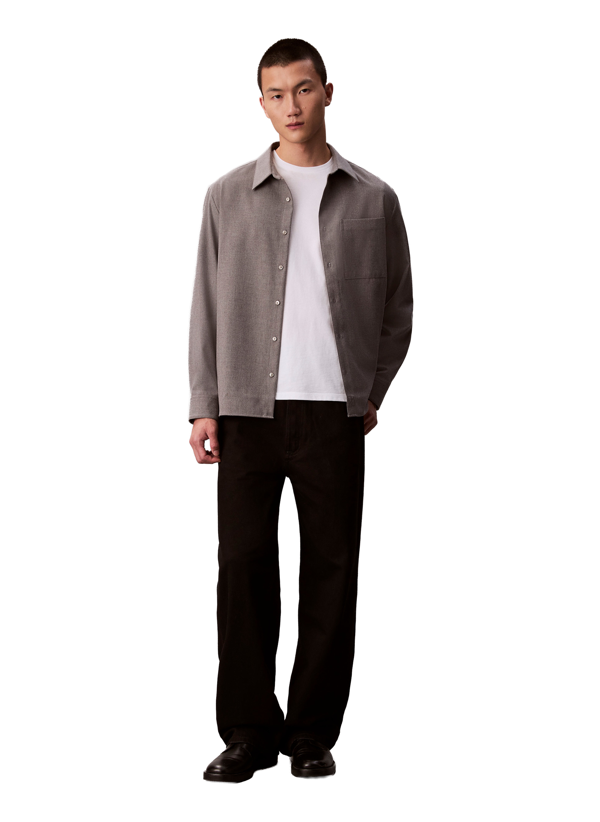 Straight shirt in blended wool CALVIN KLEIN Grey