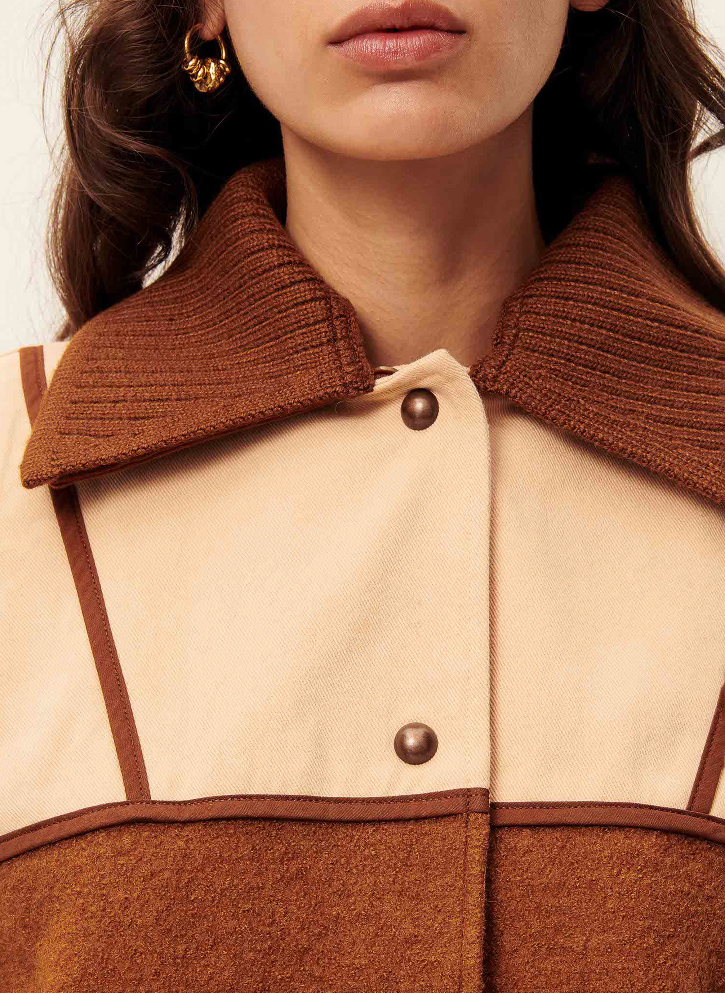 Blouson col classique amovible en laine tijuca SESSUN Marron