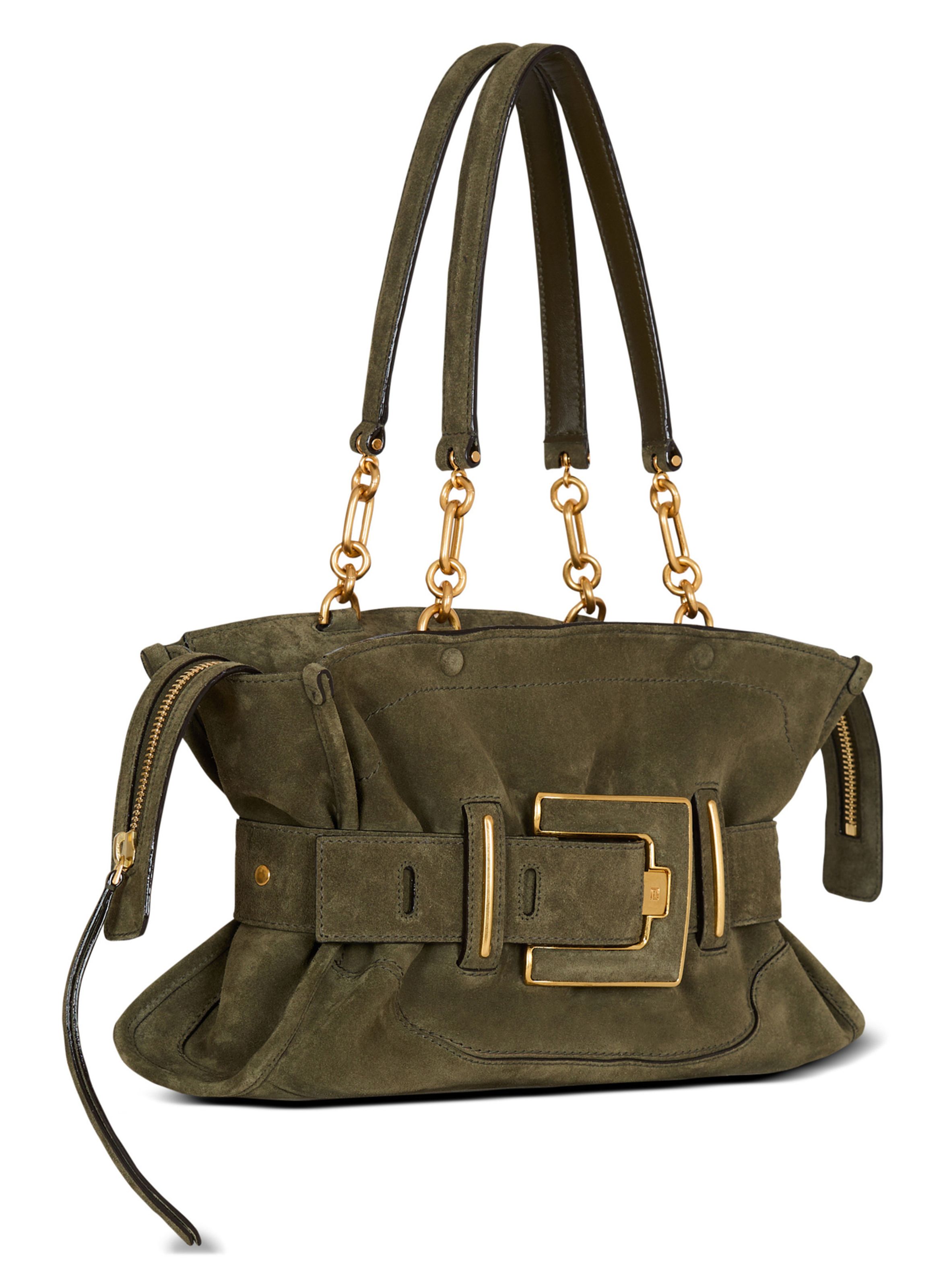 Sac anthem en cuir suédé BALMAIN Vert