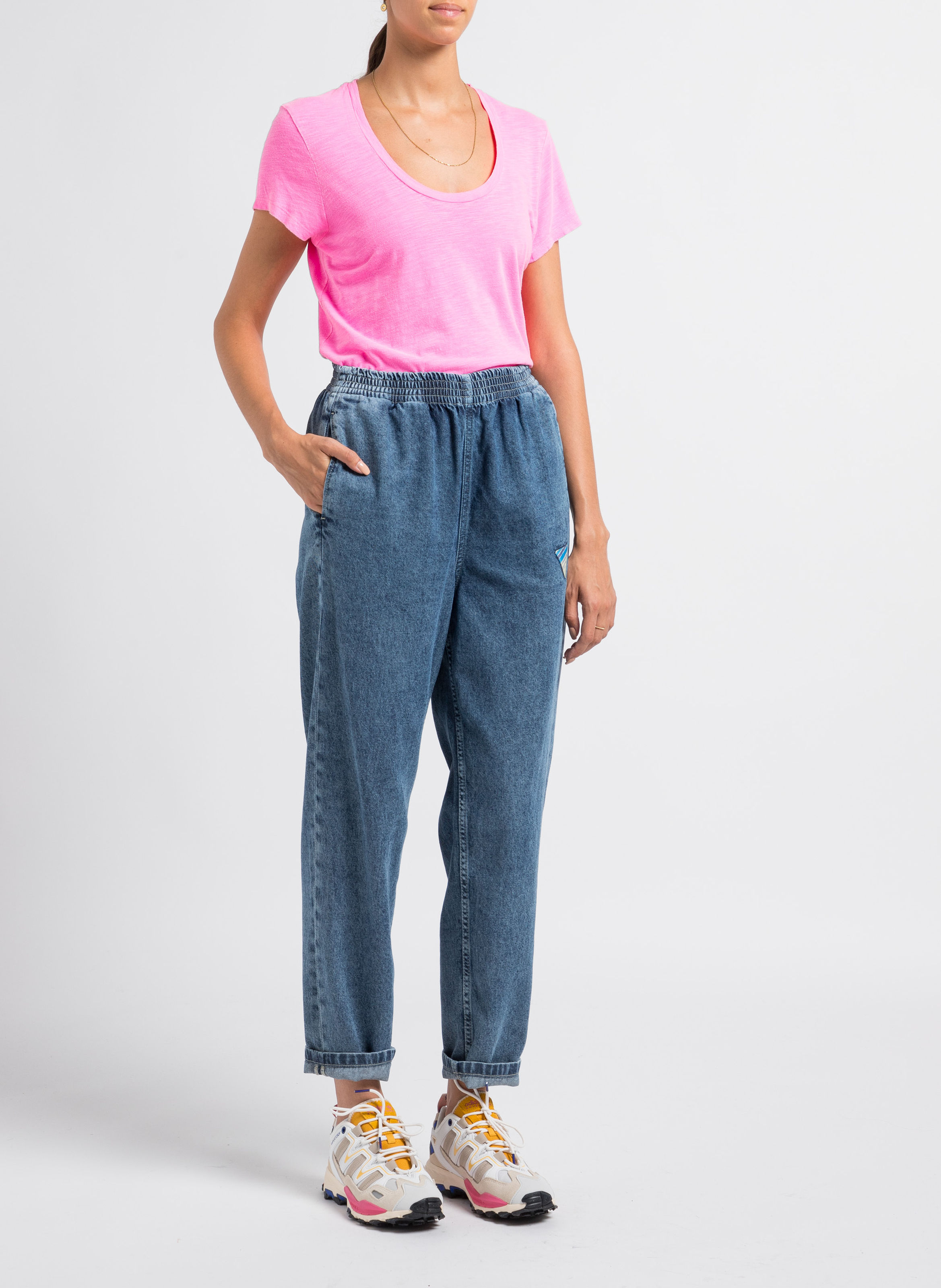 Tee-shirt col rond en coton mélangé jacksonville AMERICAN VINTAGE Rose