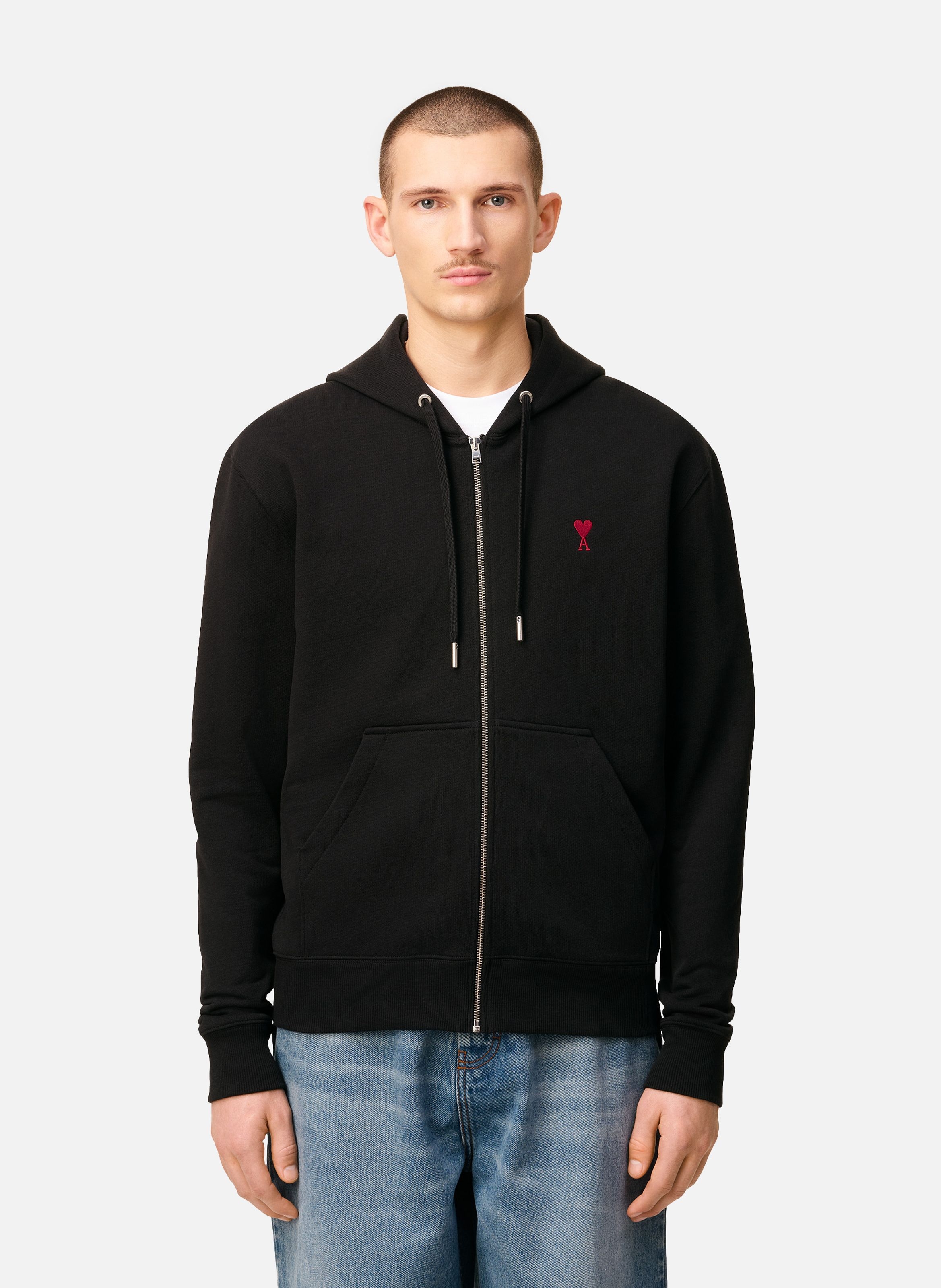 Hoodie Zippé Ami de Coeur Rouge unisexe AMI PARIS Noir