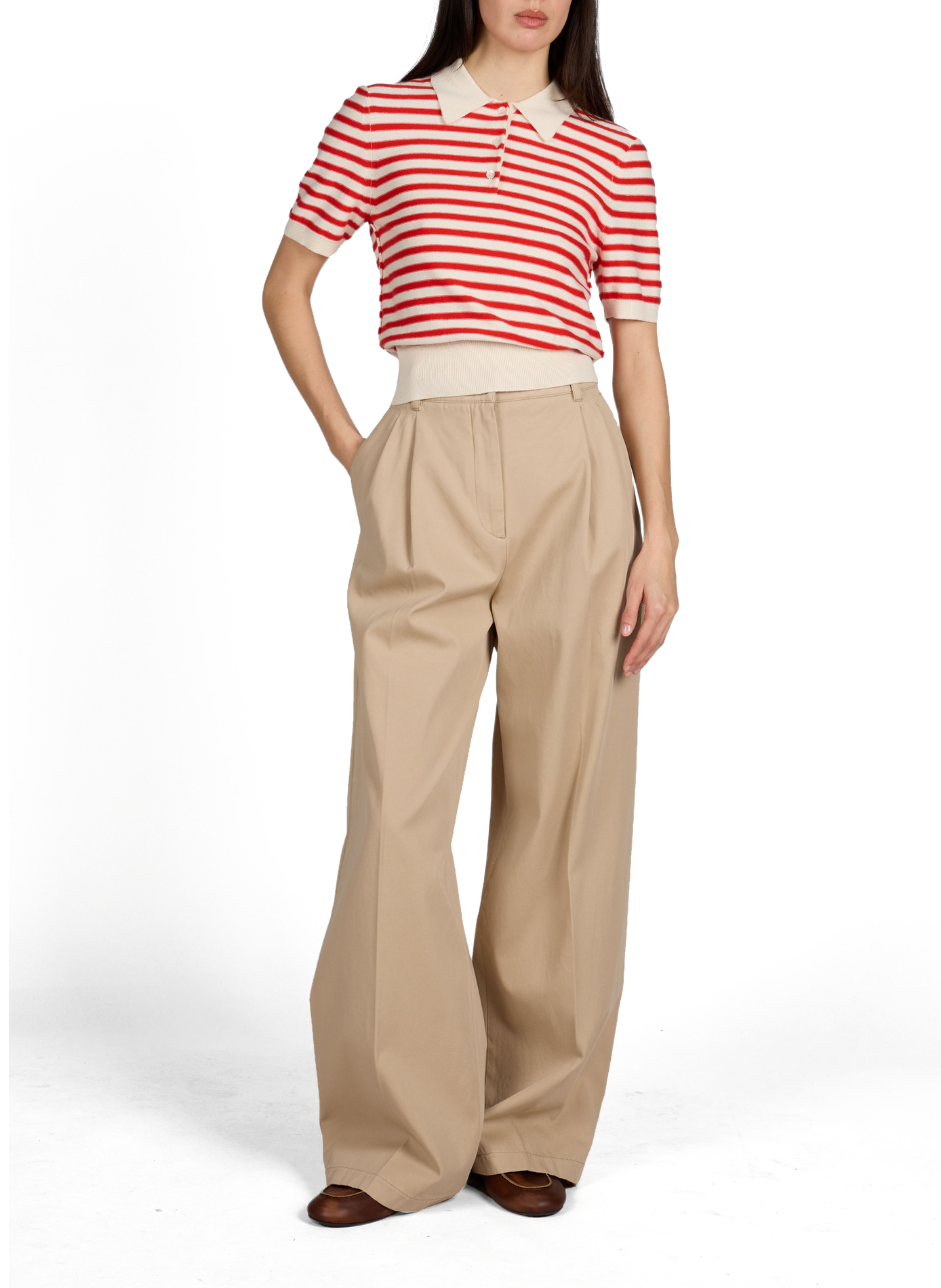 Short-sleeved polo shirt in cotton and cashmere stripes A.P.C. Multicolour