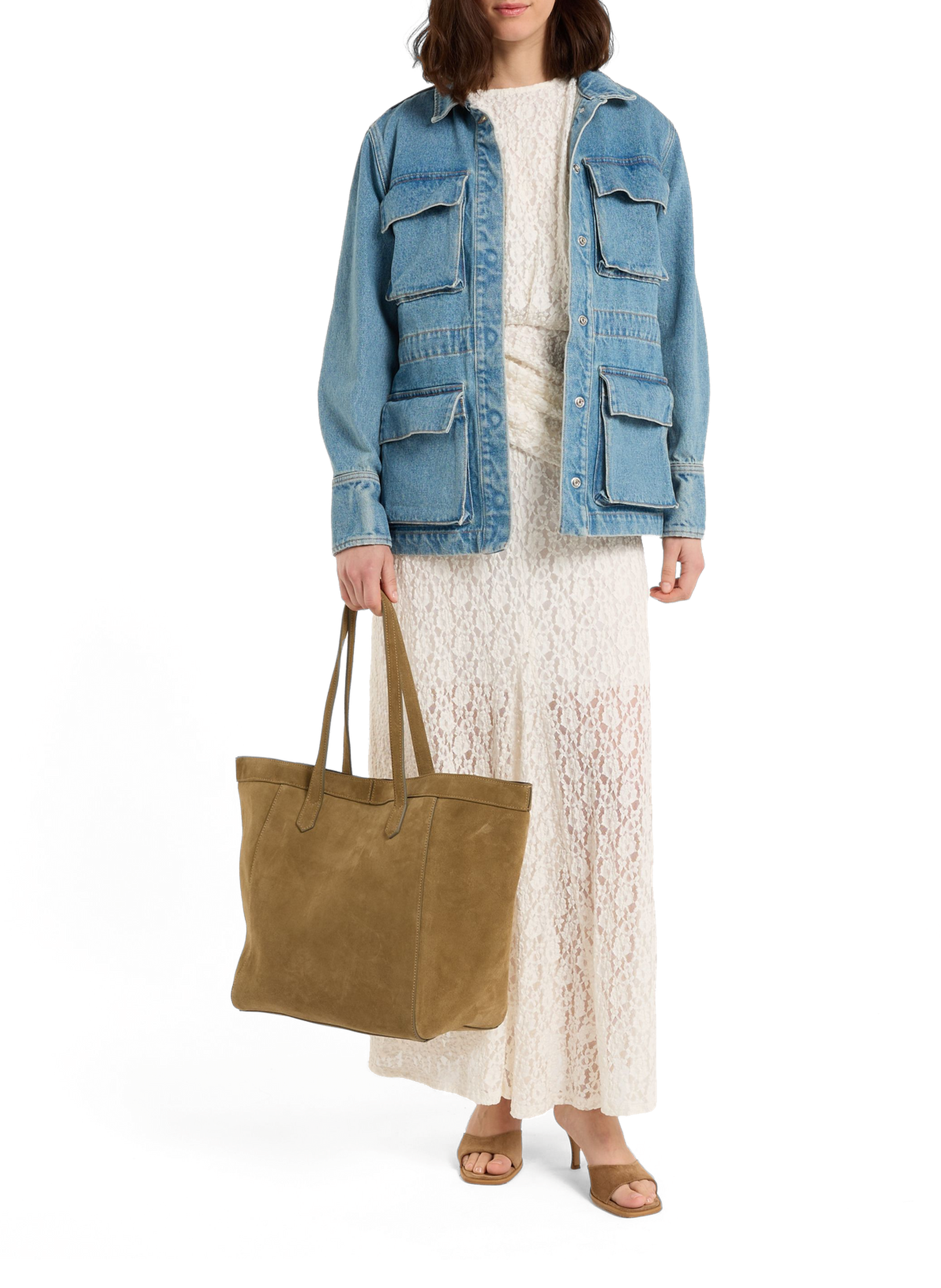 Sac cabas Enzo en cuir suédé SAISON 1865 Kaki