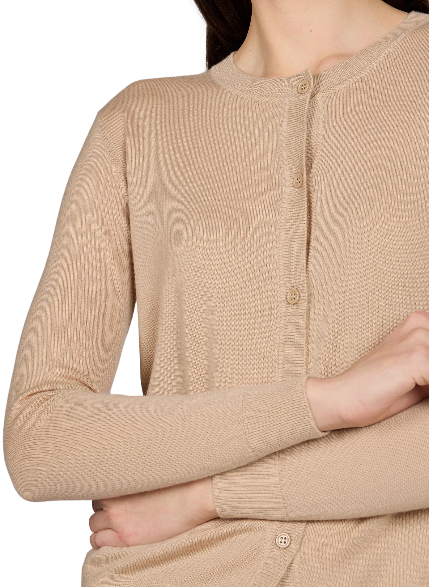 Cardigan droit Acad en laine mérinos AU PRINTEMPS PARIS Beige