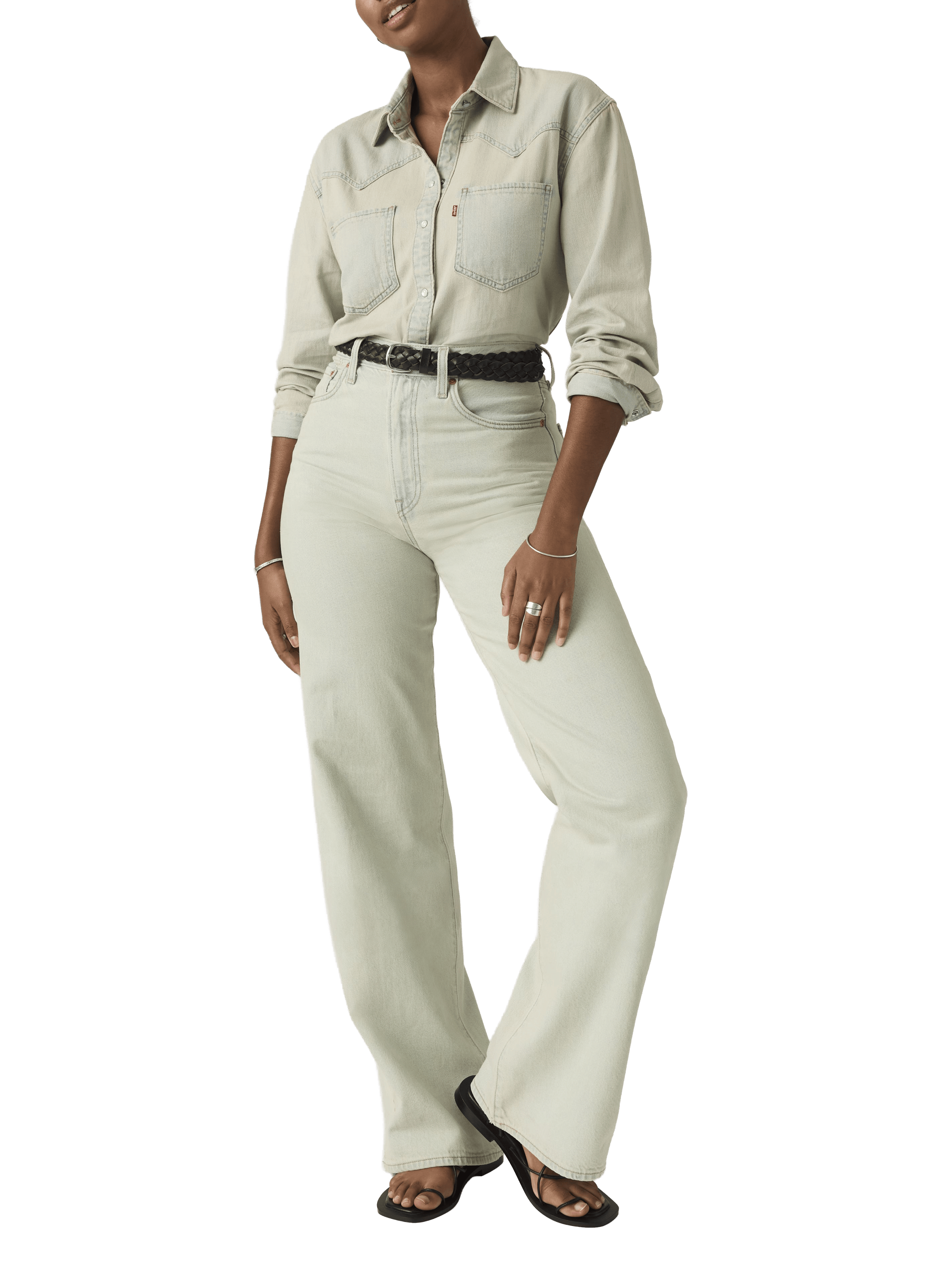 Cotton Ribcage Wide Leg Jeans LEVI'S Grey