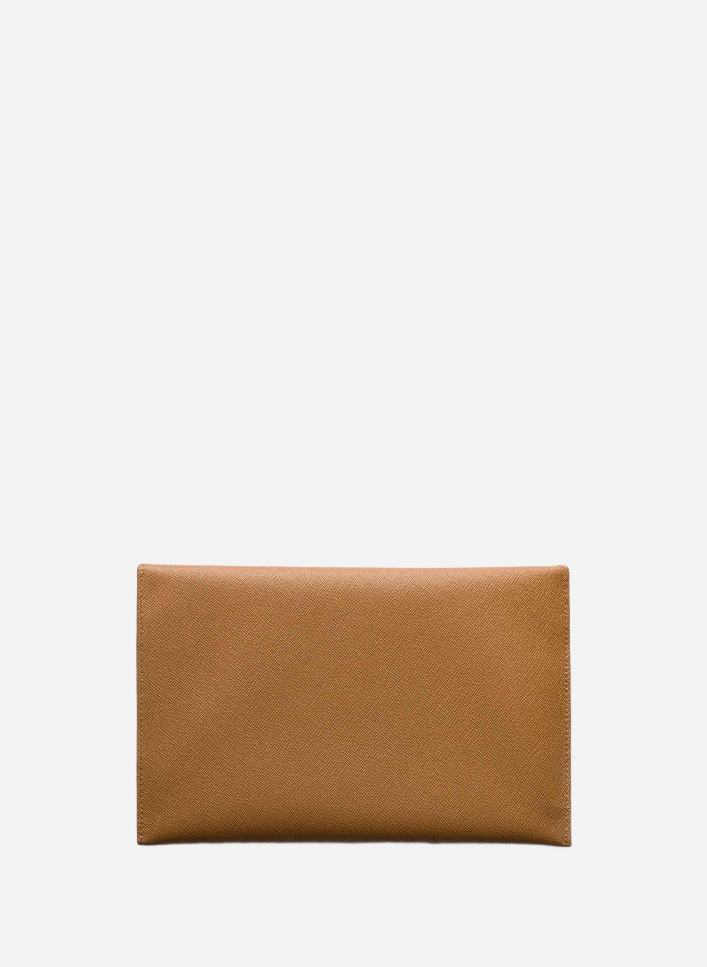 Pochette enveloppe en cuir saffiano PRADA Marron