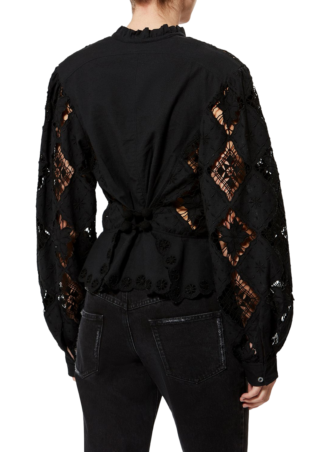Blouse with linen and cotton embroidery ISABEL MARANT Black