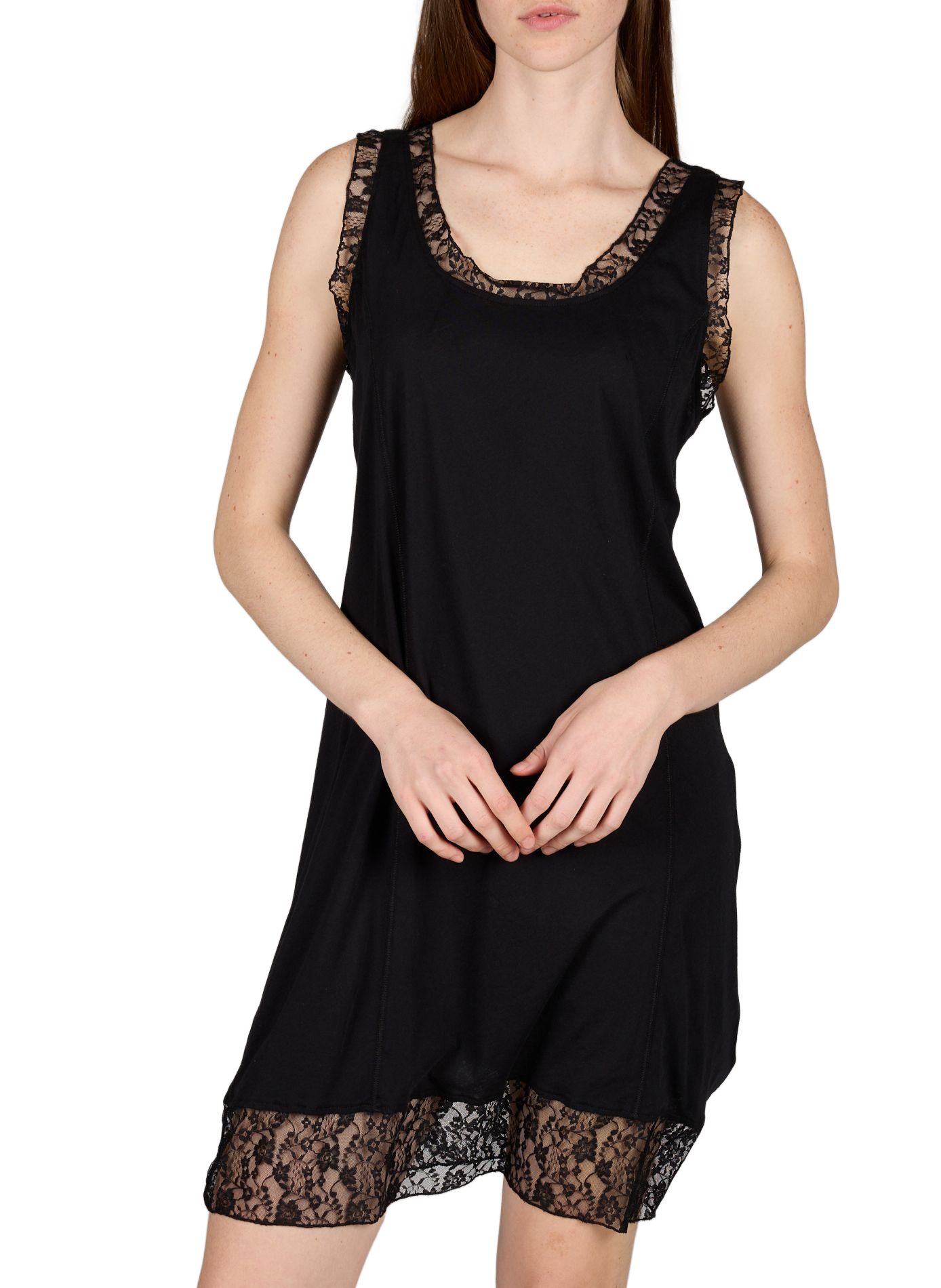 Short dress with lace panels in cotton OUR LEGACY Black