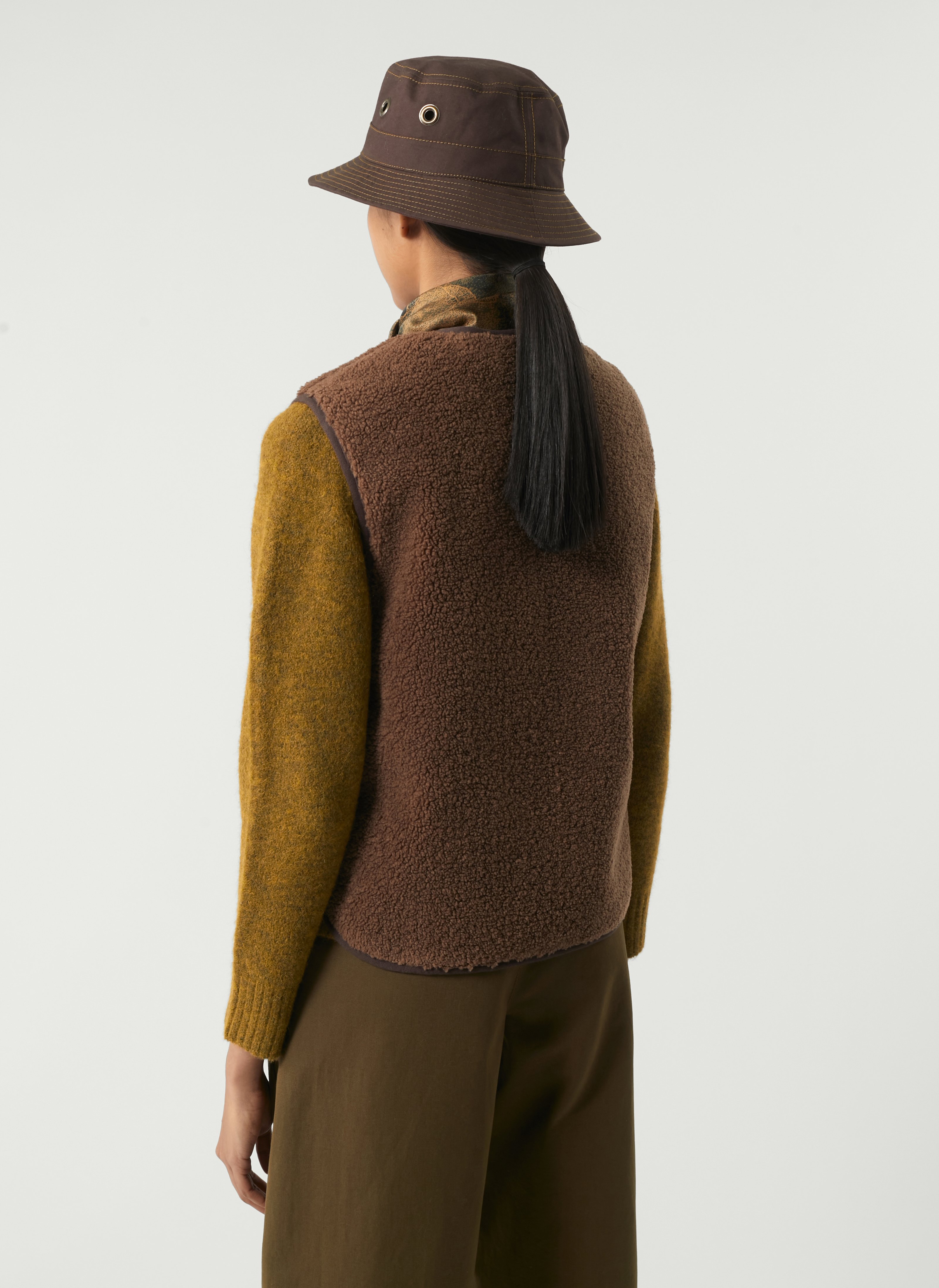 Gilet sans manches aspect mouton fusil SOEUR Marron