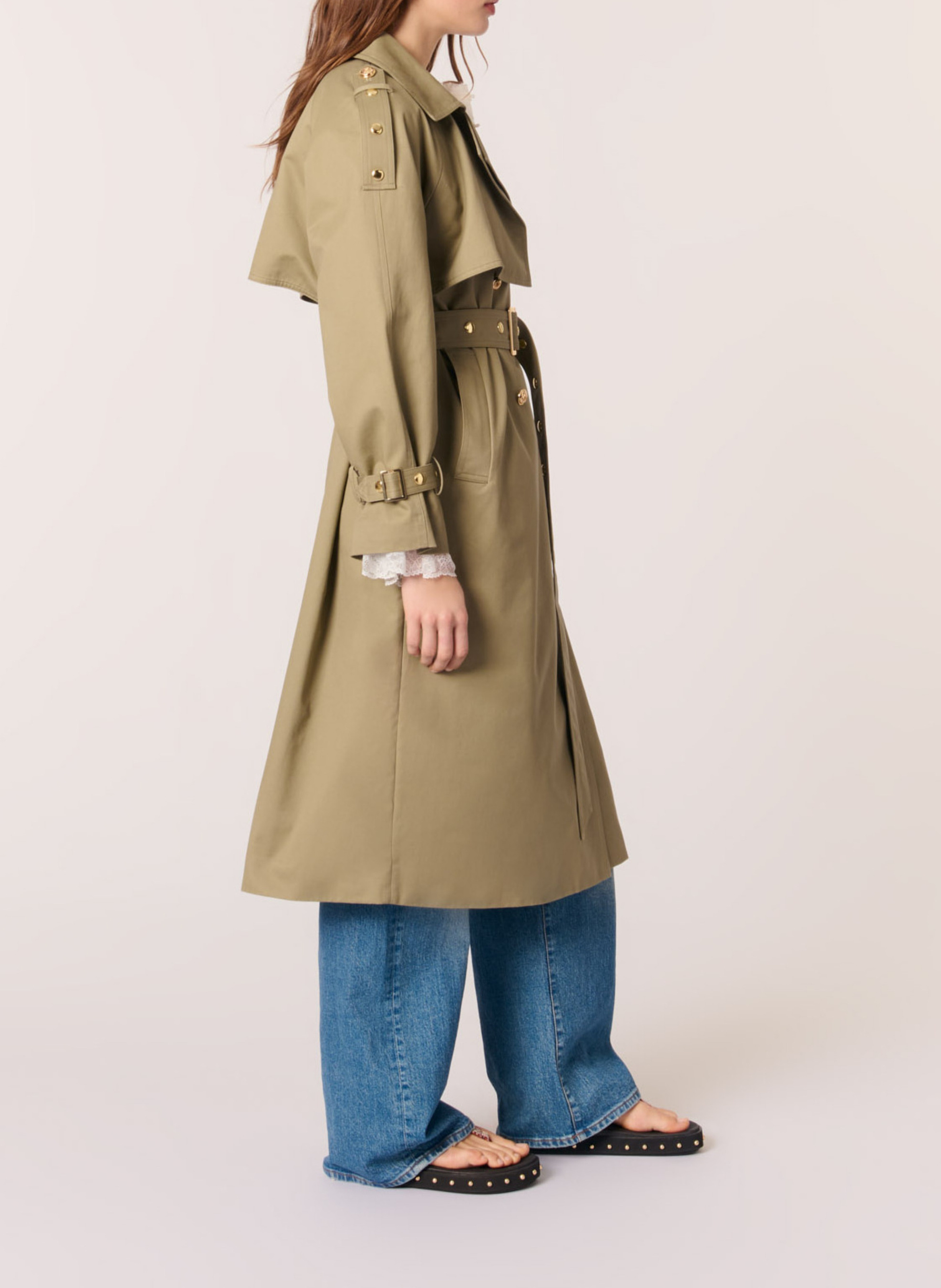 Trench cintrée en coton MAJE Kaki