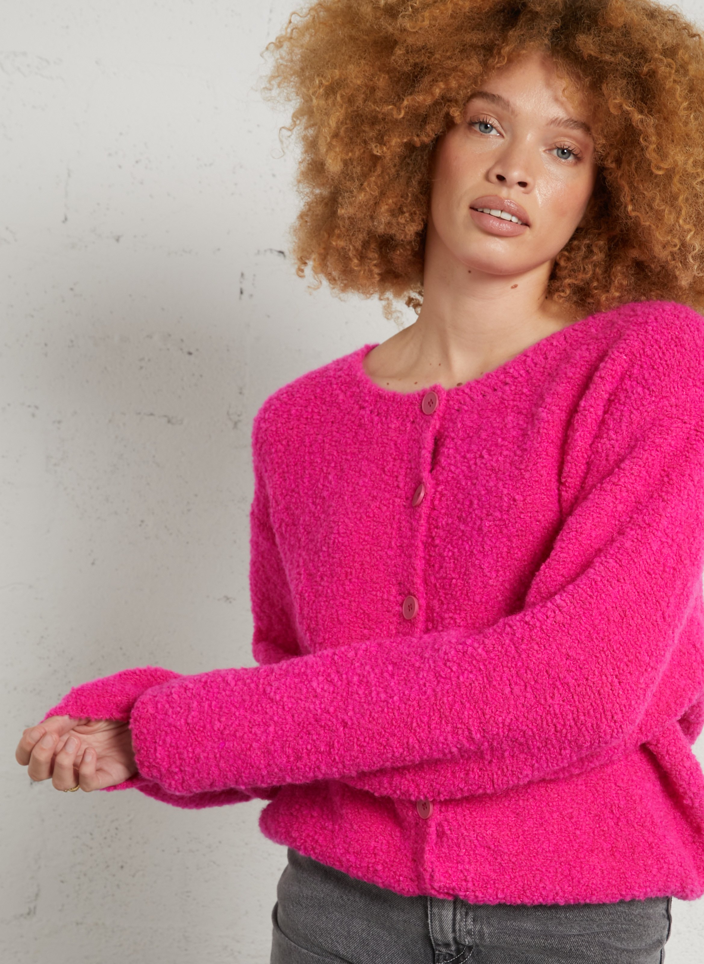 Cardigan oversize en laine mélangée zolly AMERICAN VINTAGE Rose