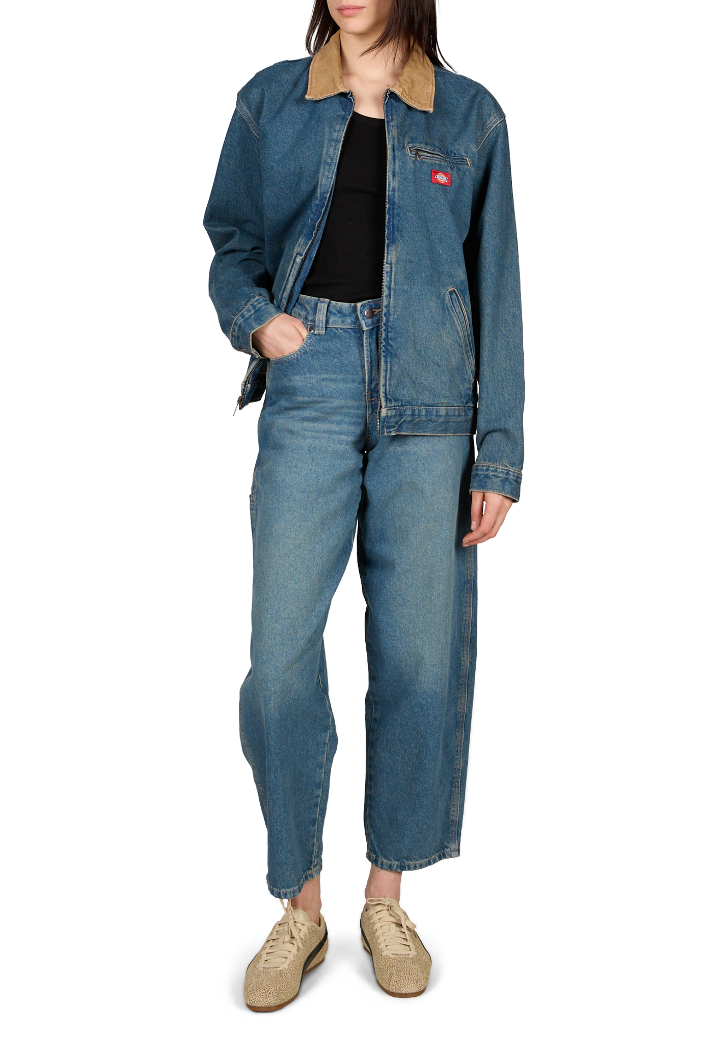 Faded cotton denim jacket DICKIES Blue