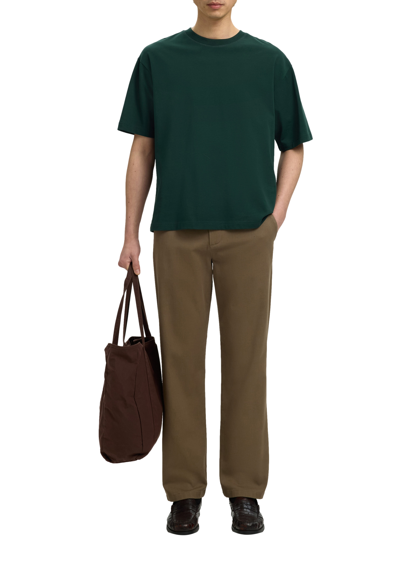 Short-sleeve cotton pullover SELECTED Green