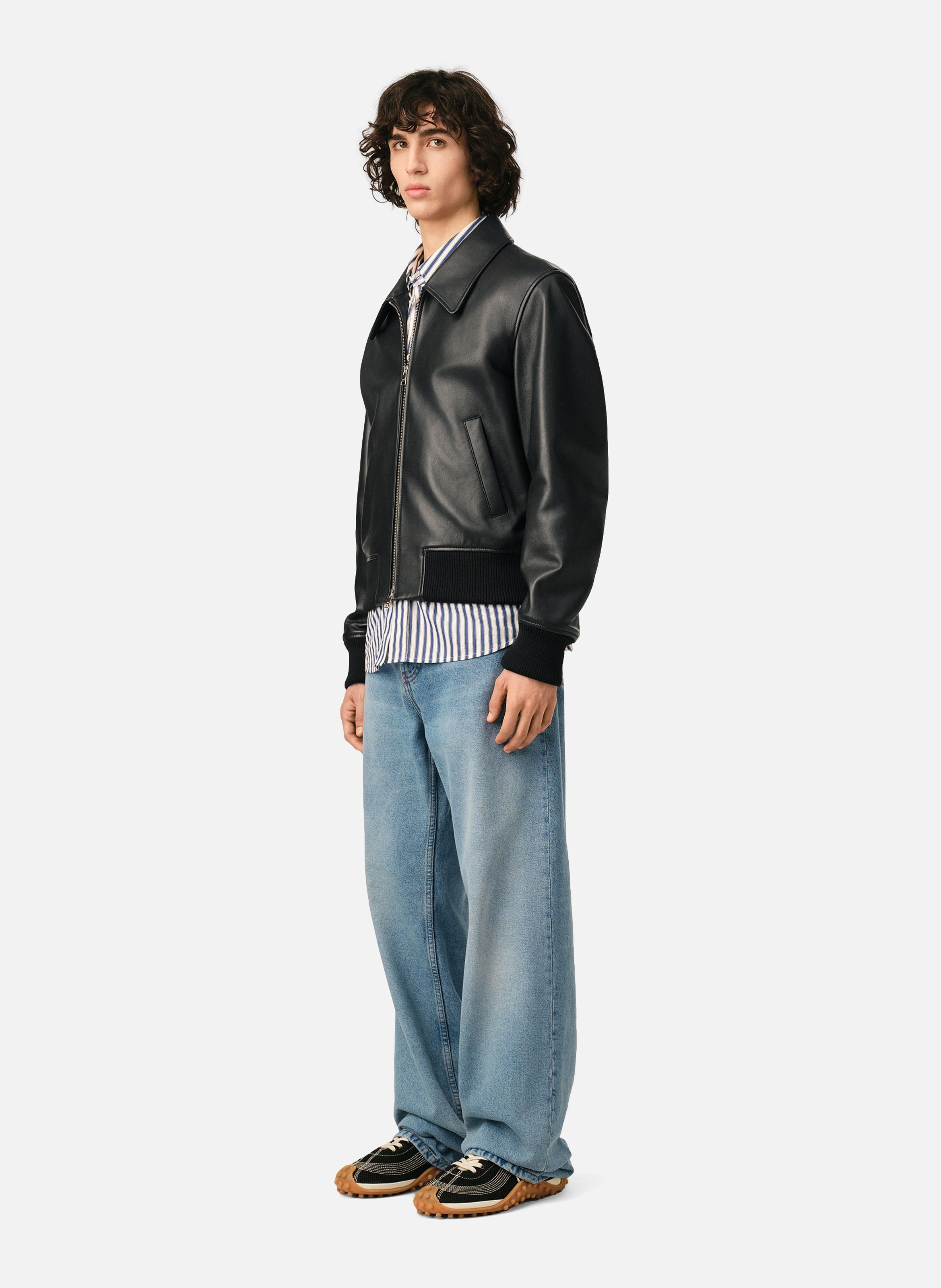 Blouson en cuir d'agneau AMI PARIS Noir