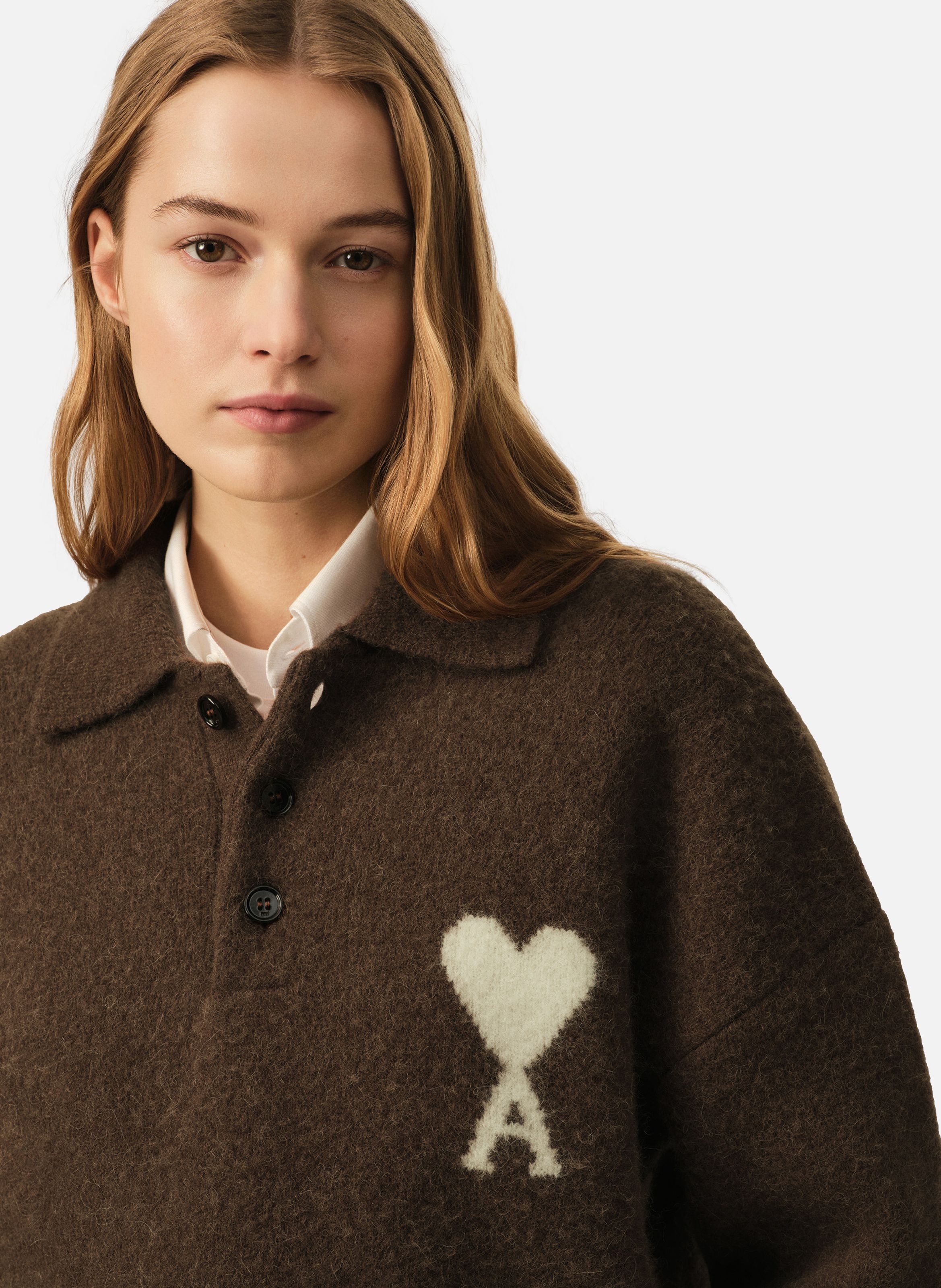 Polo unisexe en alpaga ami de coeur AMI PARIS Marron