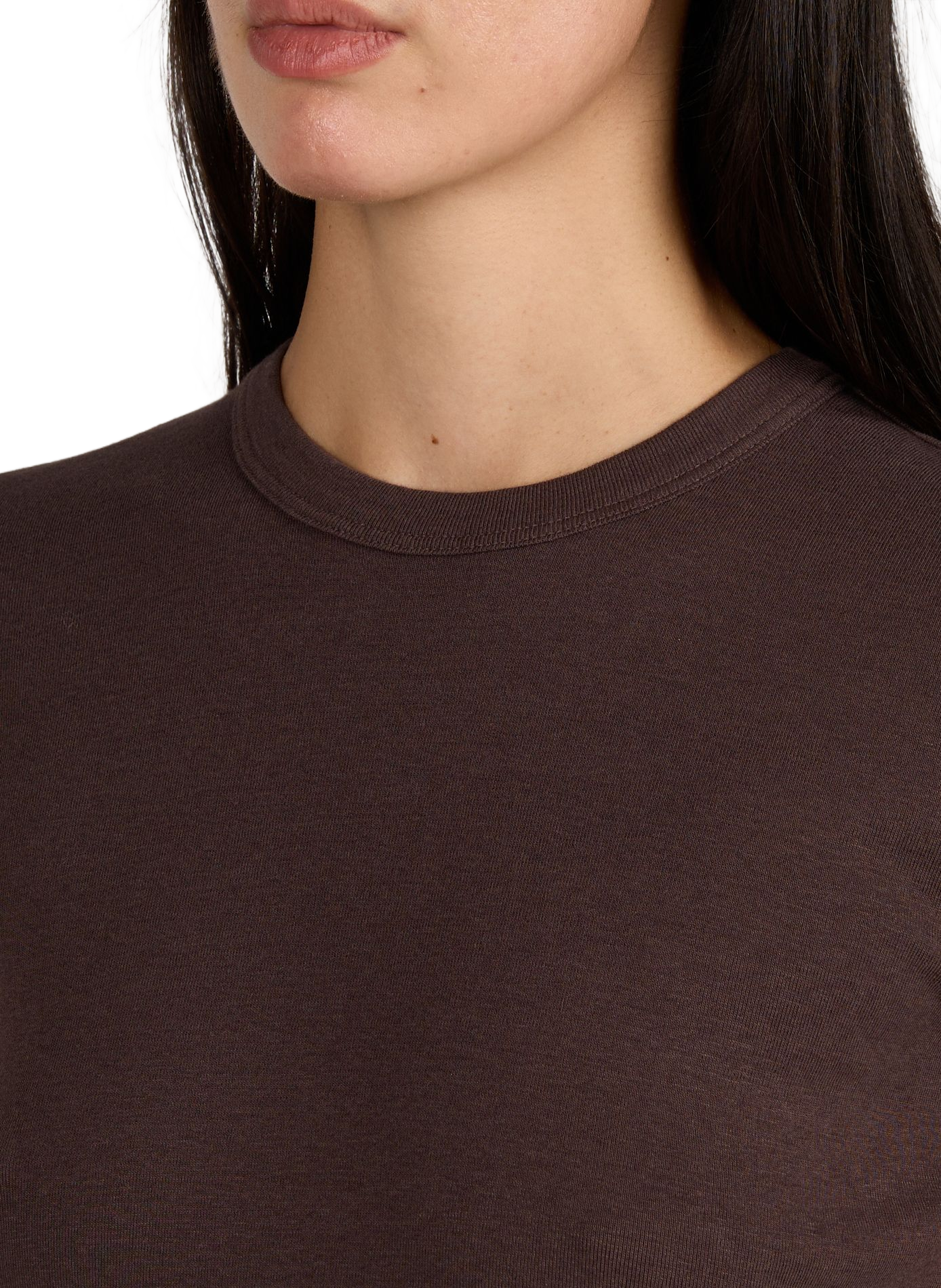 Cotton-blend round-neck T-shirt VINCE Brown