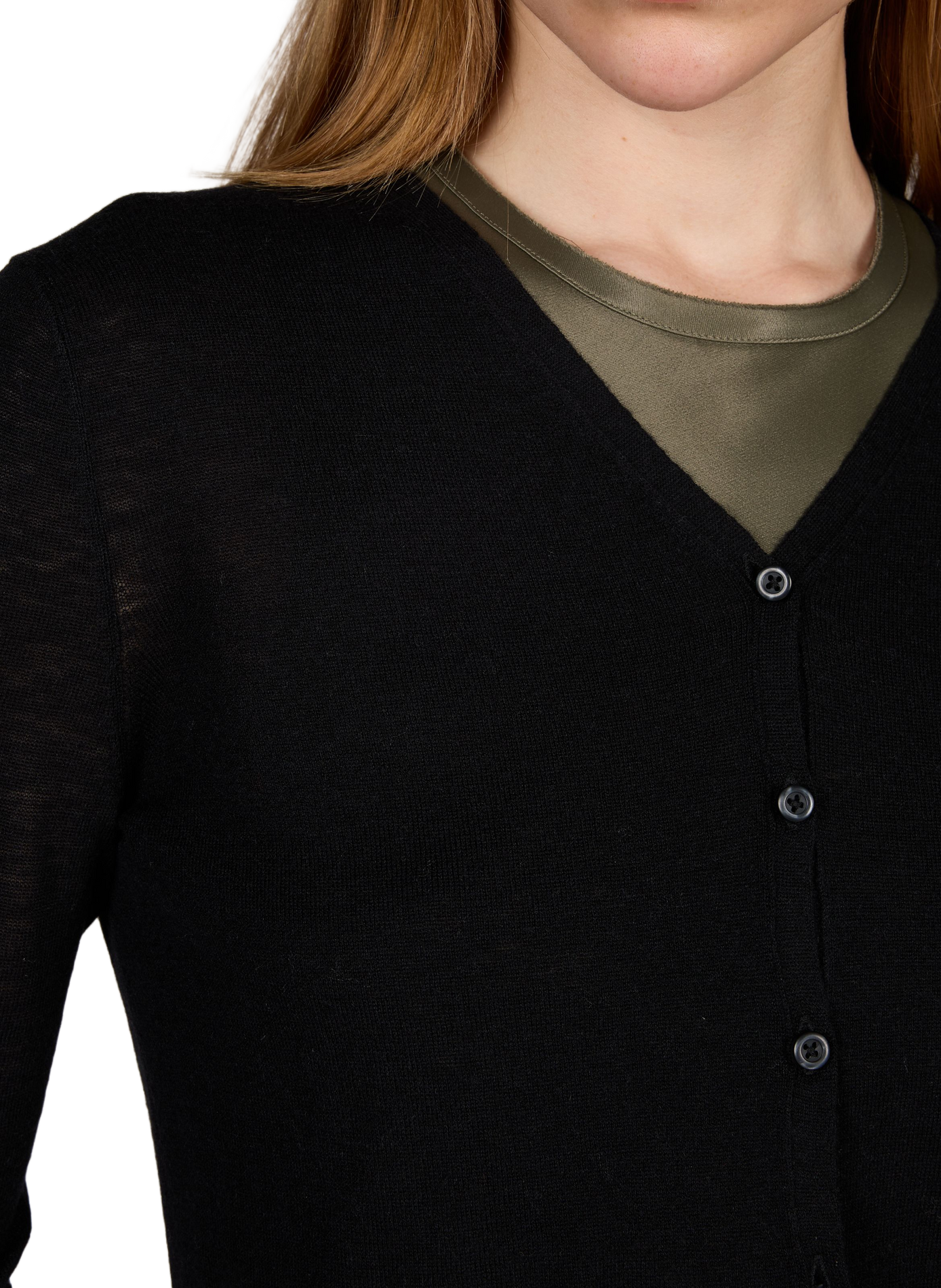 Woll-V-Ausschnitt-Strickjacke VINCE Schwarz