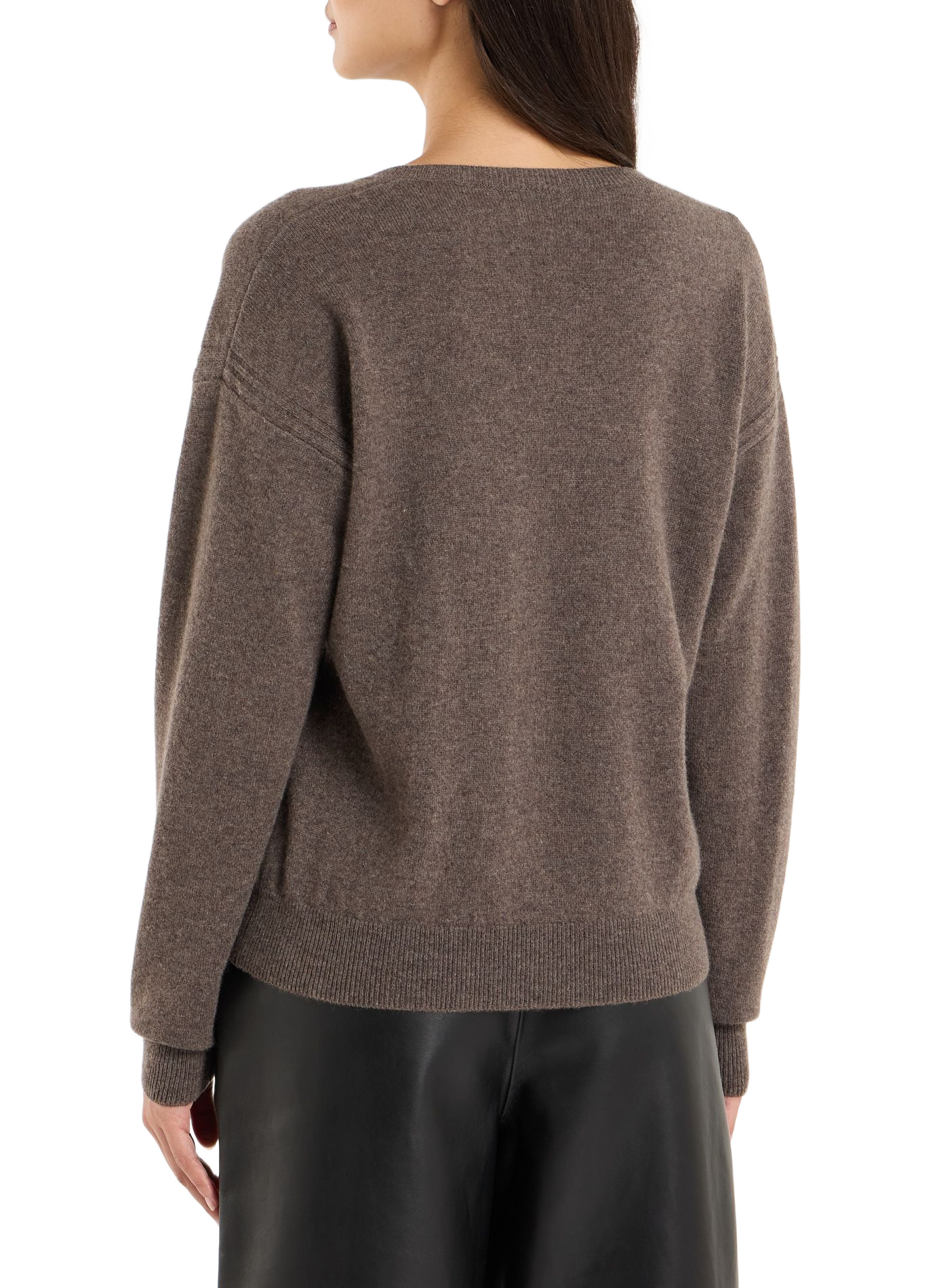 Round neck straight cashmere sweater by Sevene SAISON 1865 Brown