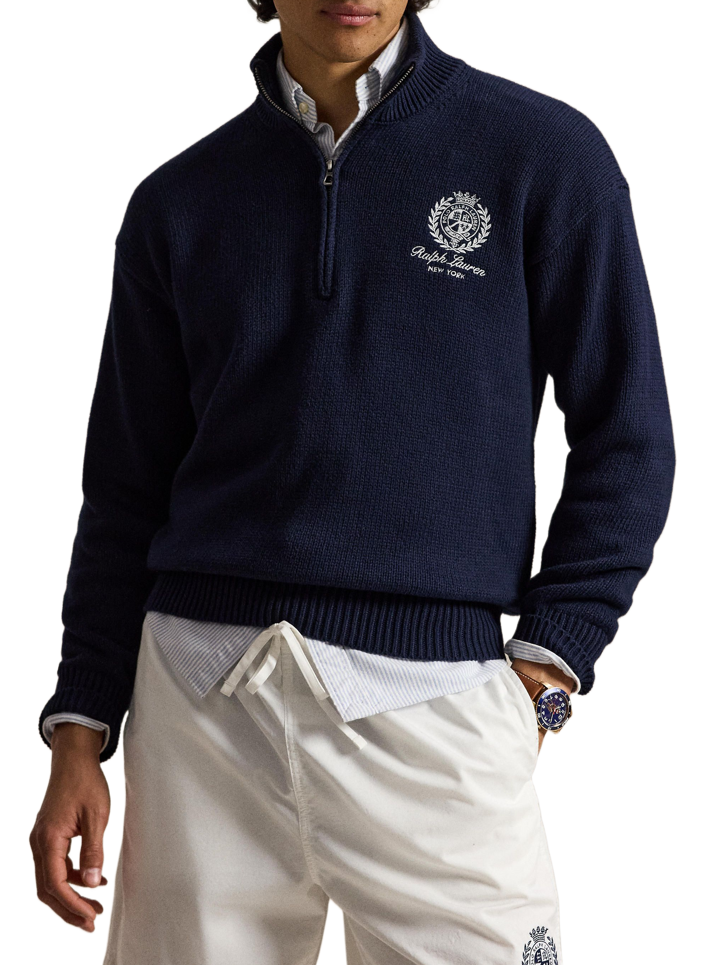 Wimbledon embroidered logo cotton pullover POLO RALPH LAUREN Blue