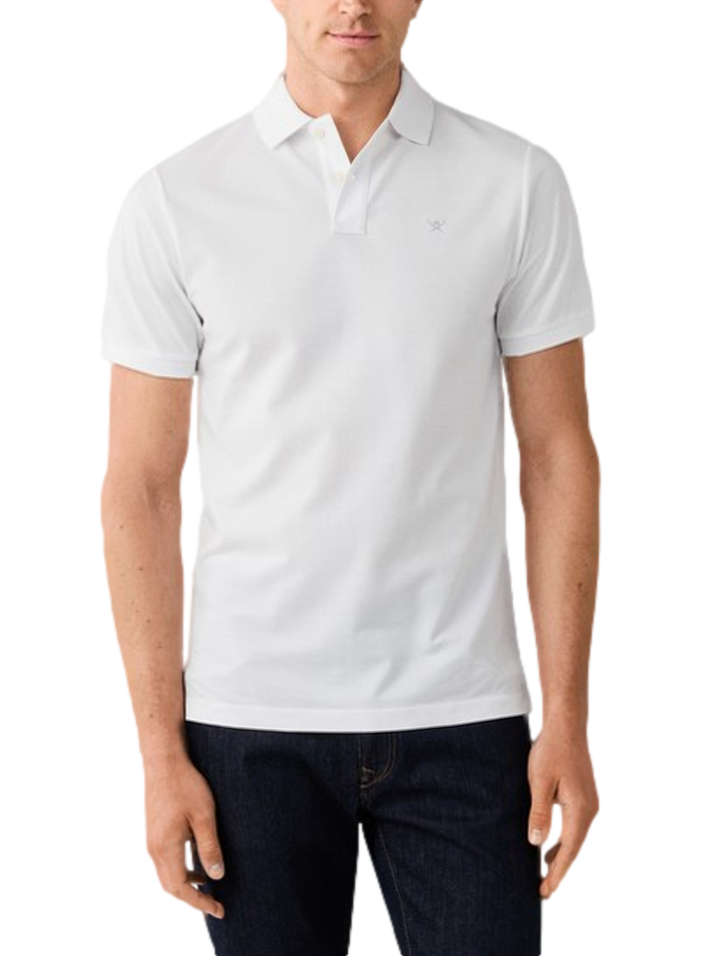 Polo droit à logo brodé en coton HACKETT Blanc