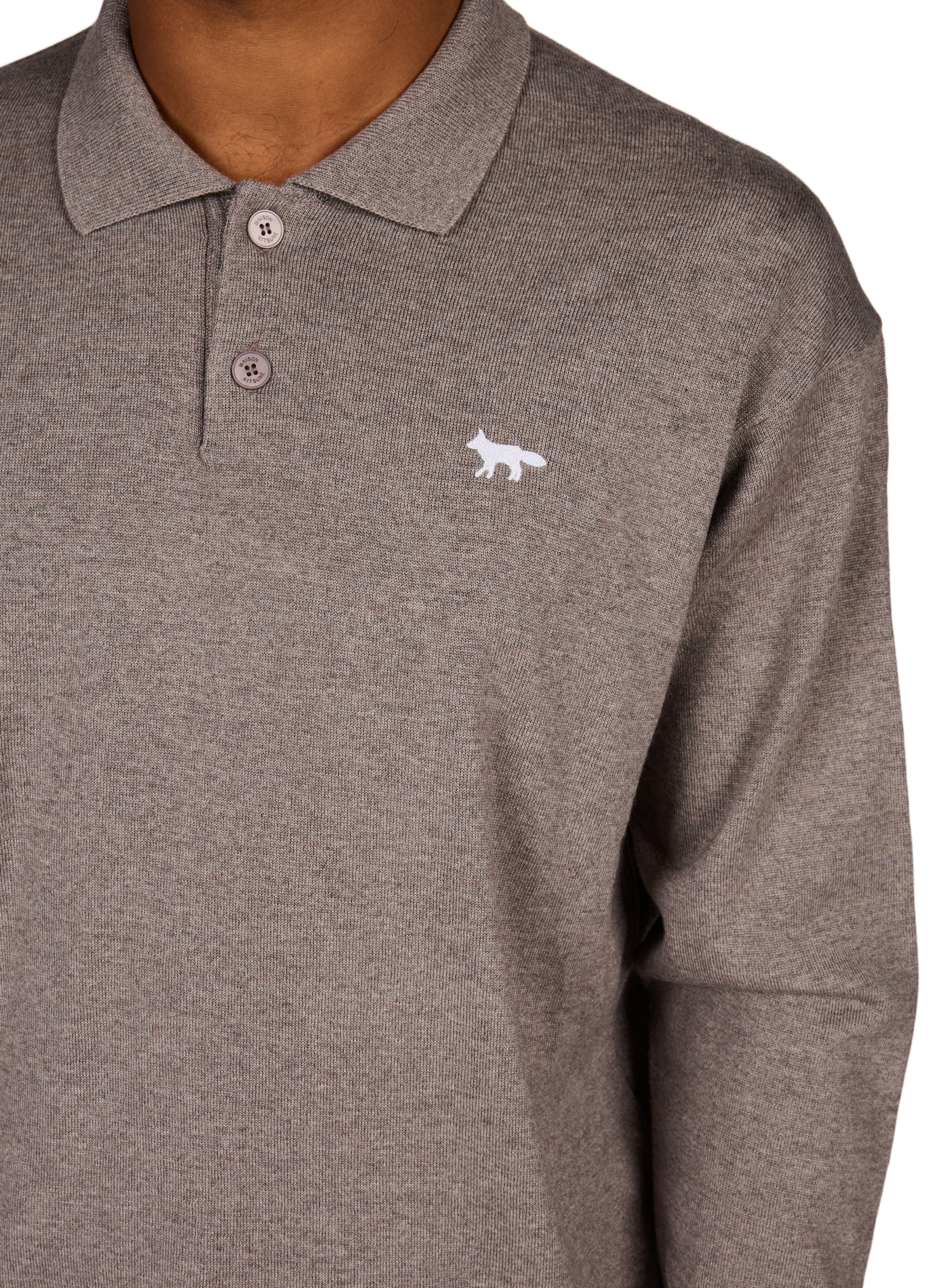 Polo à col zippé en laine MAISON KITSUNÉ Marron