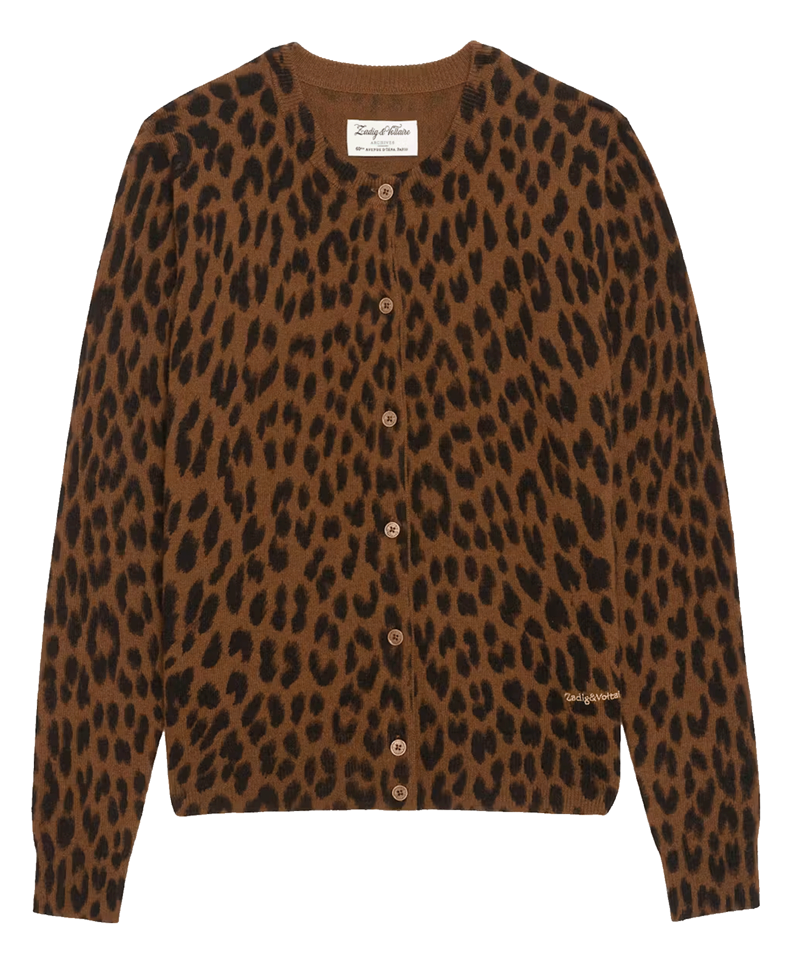 Rechte luipaard cardigan van wol en kasjmier van Missya ZADIG&VOLTAIRE Beige