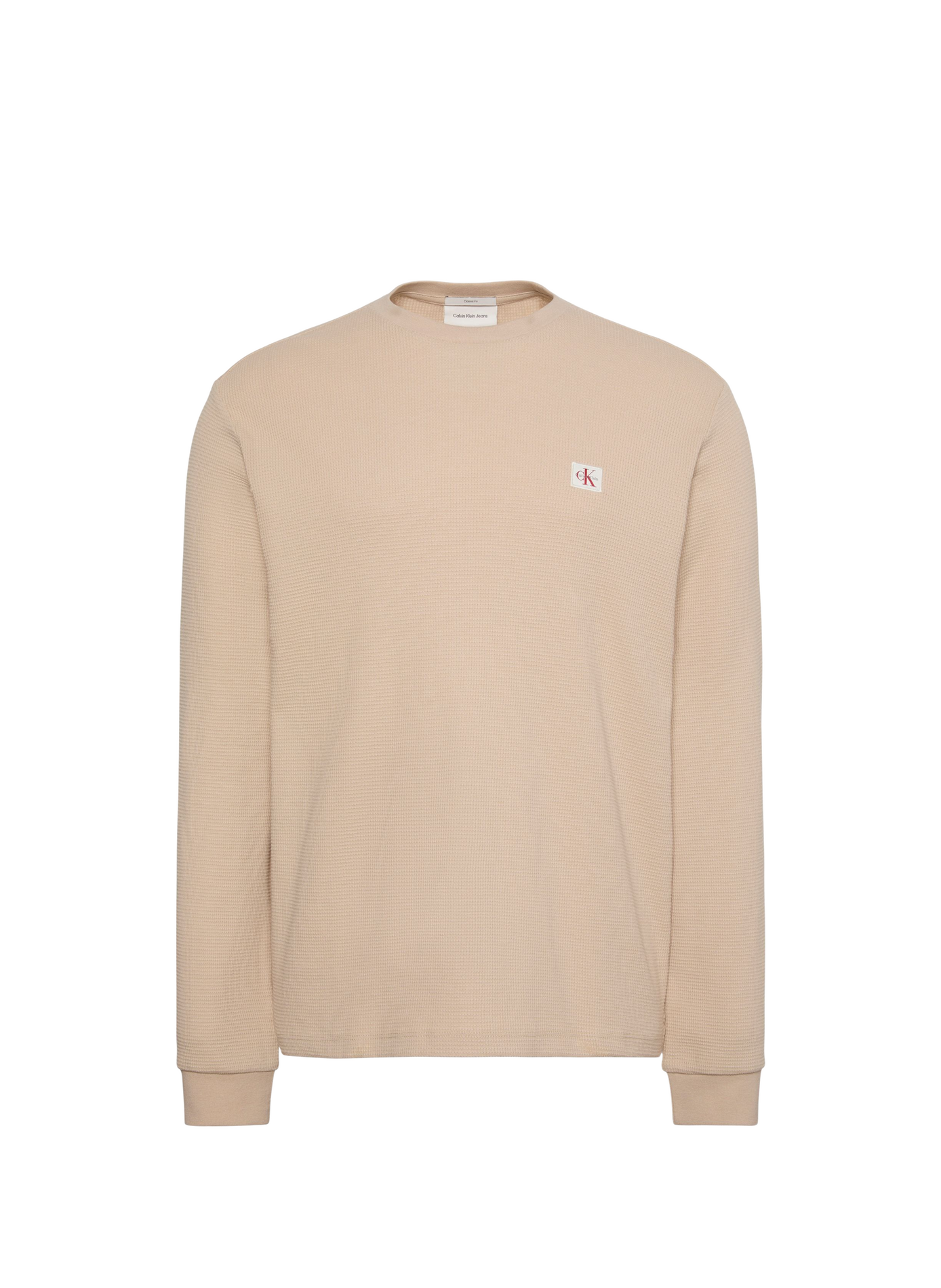 Tee-shirt col rond en coton mélangé CALVIN KLEIN Beige