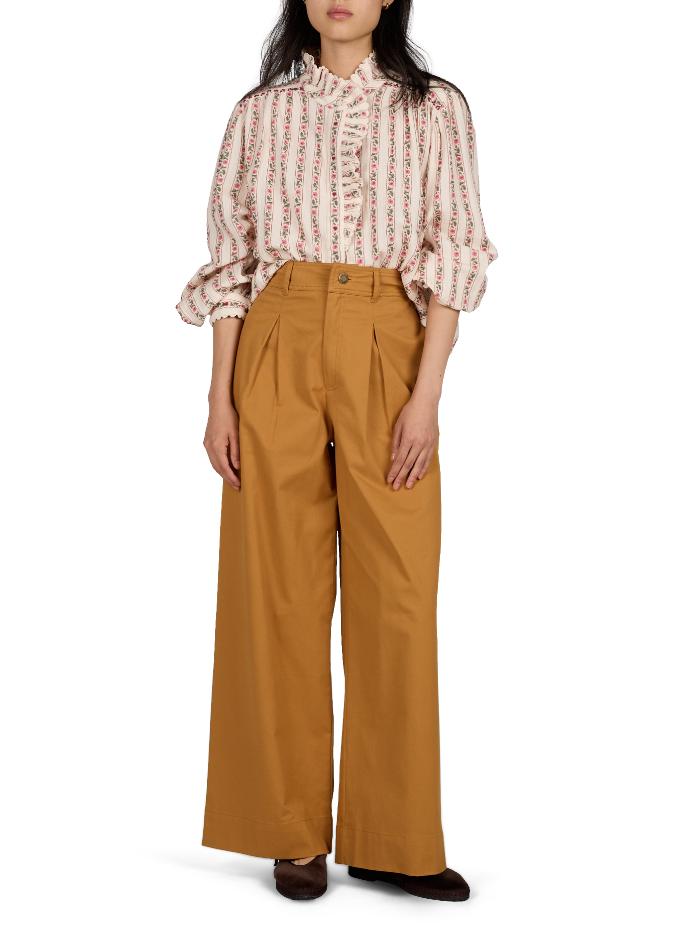 Gerade bedruckte Bluse aus Baumwolle LOUISE MISHA Beige
