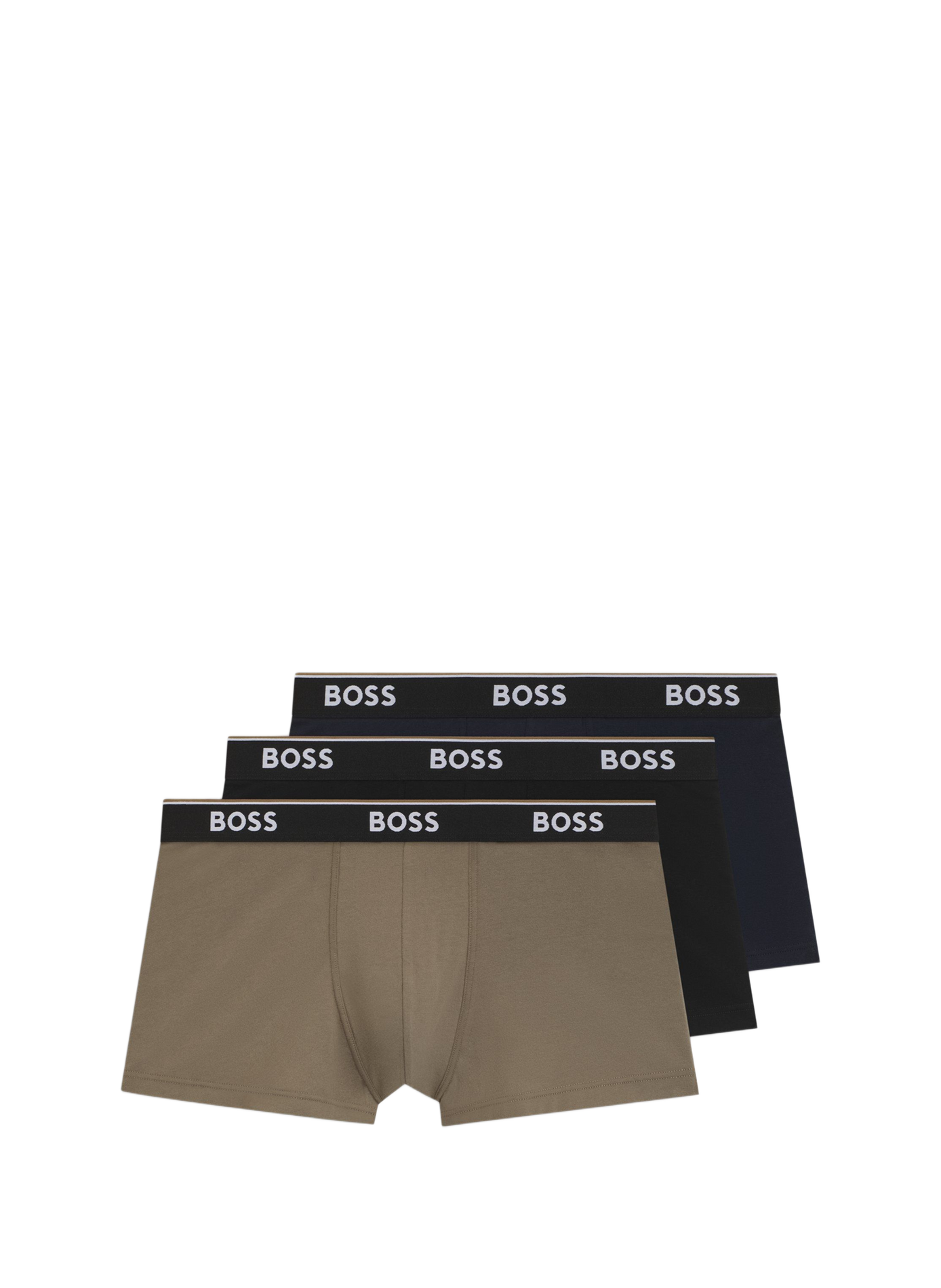 Lot de 3 boxers unis en coton mélangé BOSS Noir