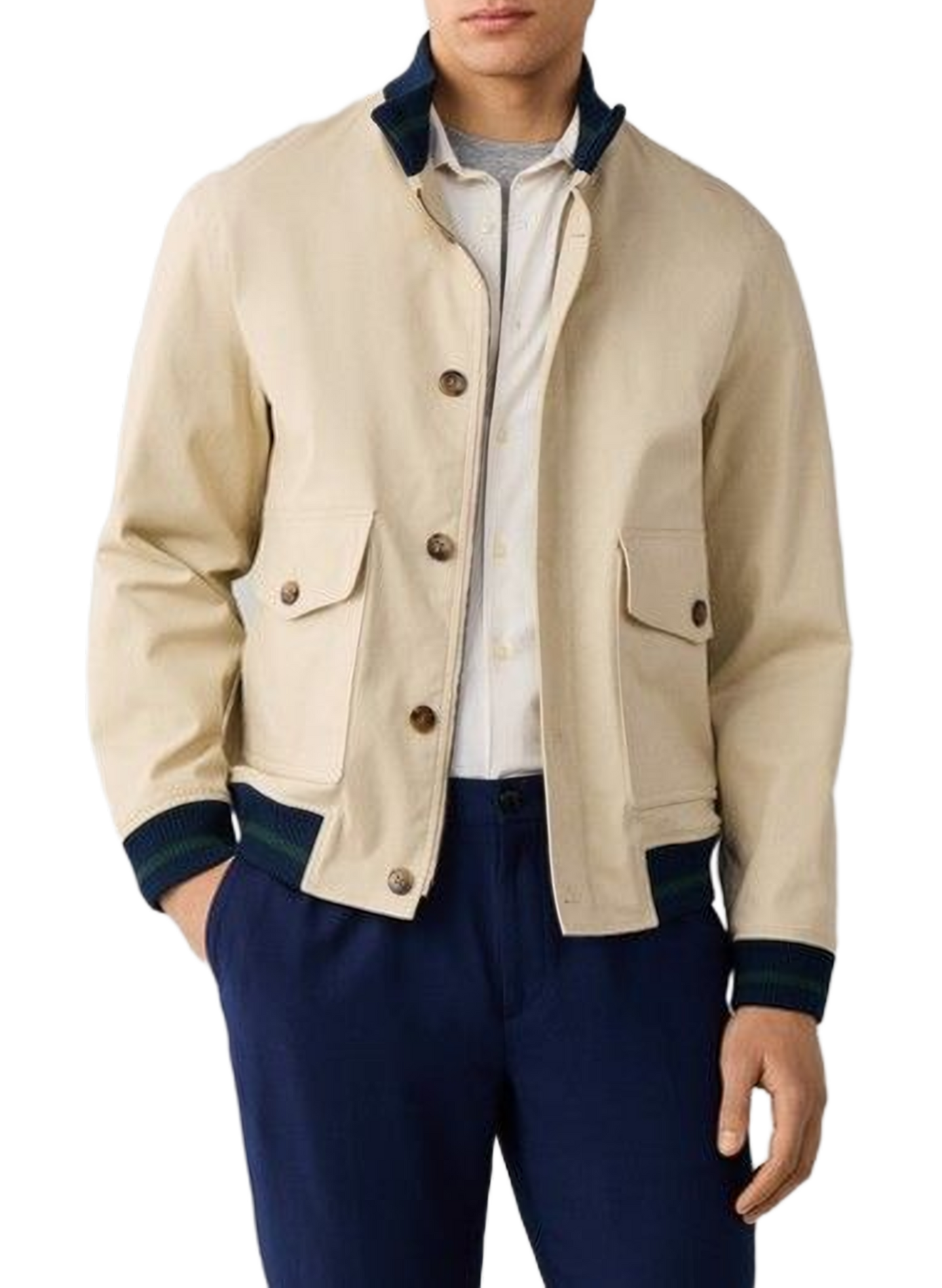 High-neck cotton jacket FACONNABLE Beige