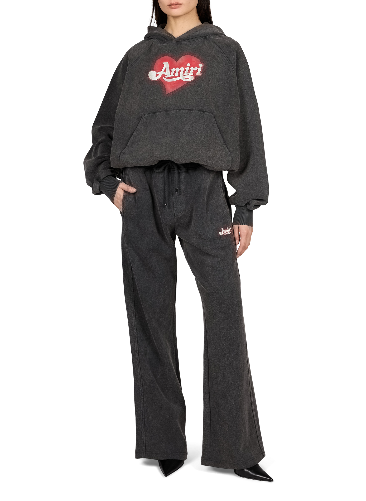 Hoodie met capuchon en zeefdrukprint AMIRI Zwart
