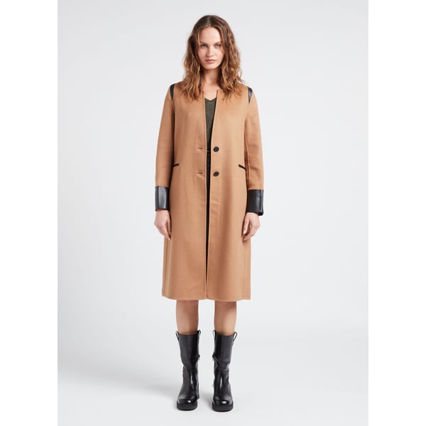 Manteau droit en laine mélangée