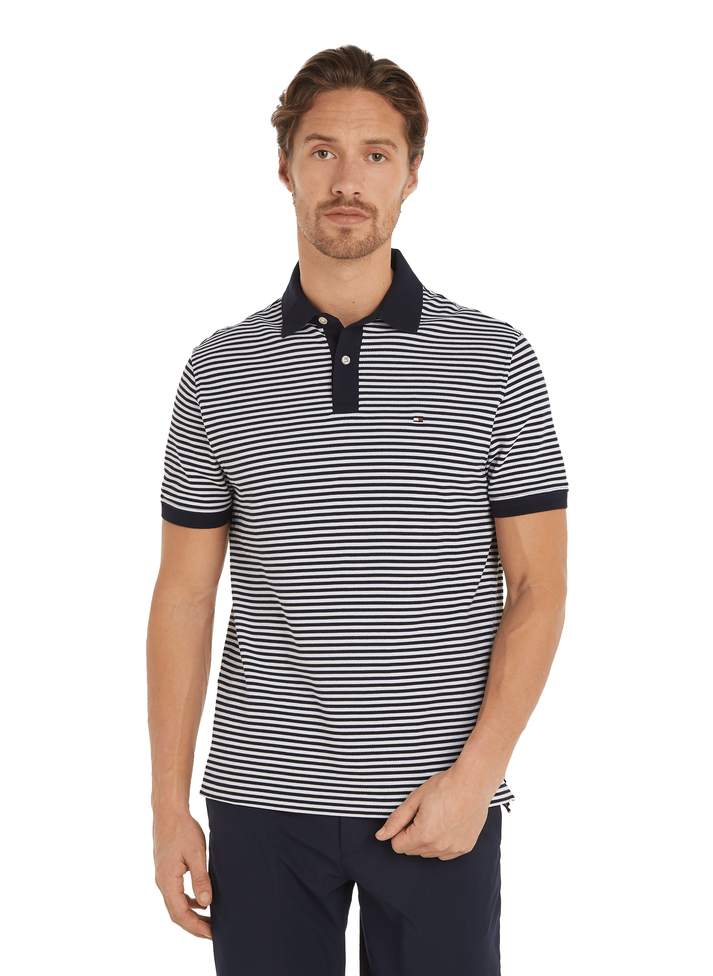Polo droit en piqué de coton TOMMY HILFIGER Bleu