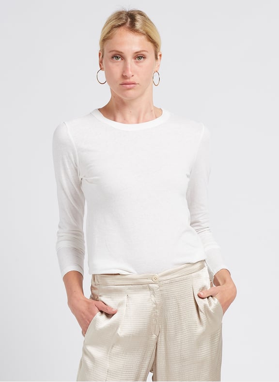 Tee-shirt à col rond en coton gamipy Blanc by AMERICAN VINTAGE AMERICAN VINTAGE Tee-shirt à col rond en coton gamipy Blanc