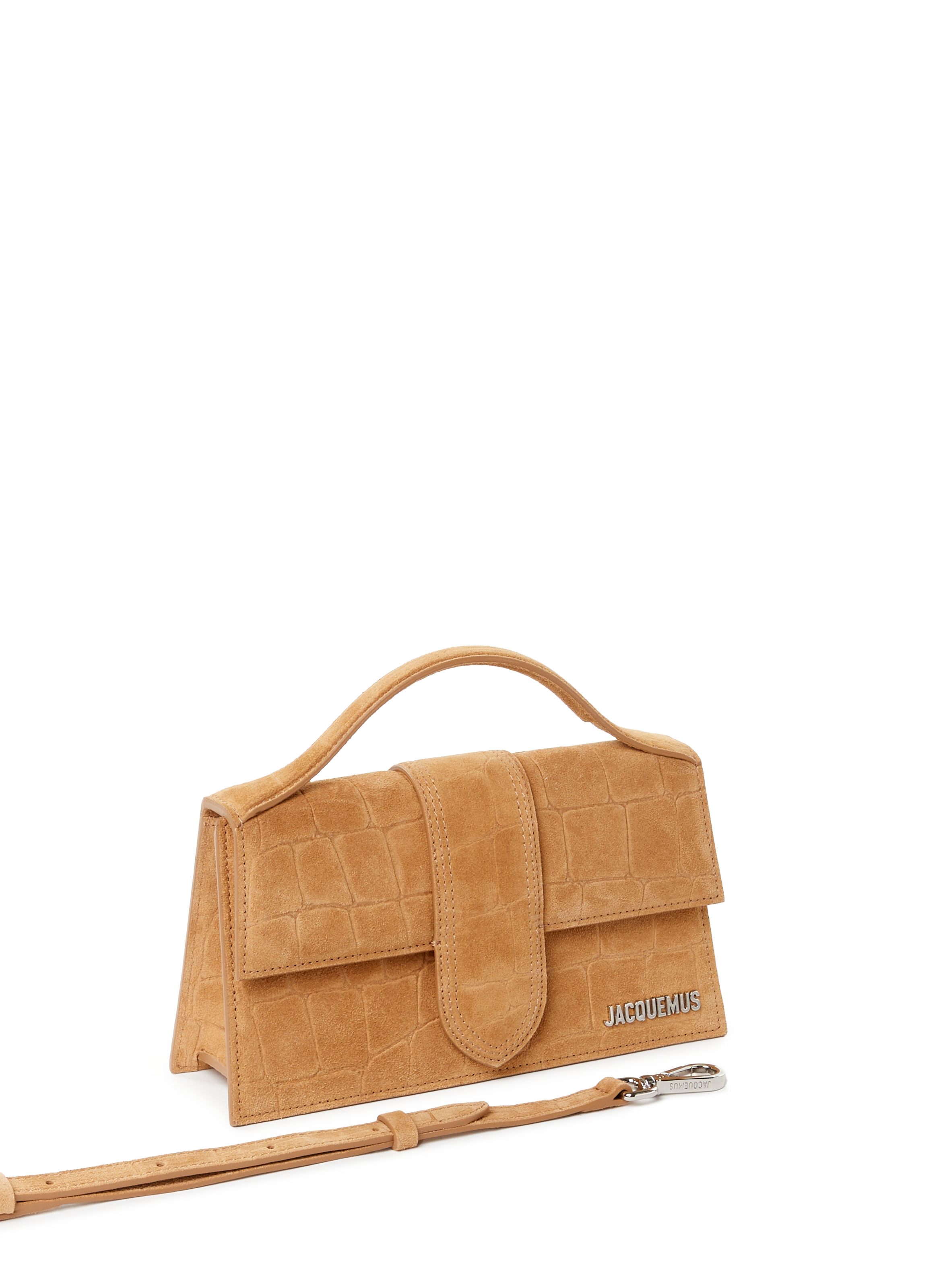 Le Grand Bambino en croûte de cuir embossée croco JACQUEMUS Marron