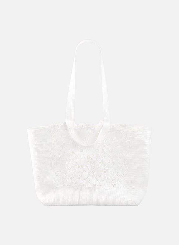 Sac cabas en crochet fleuri Beige by SANDRO SANDRO Sac cabas en crochet fleuri Beige