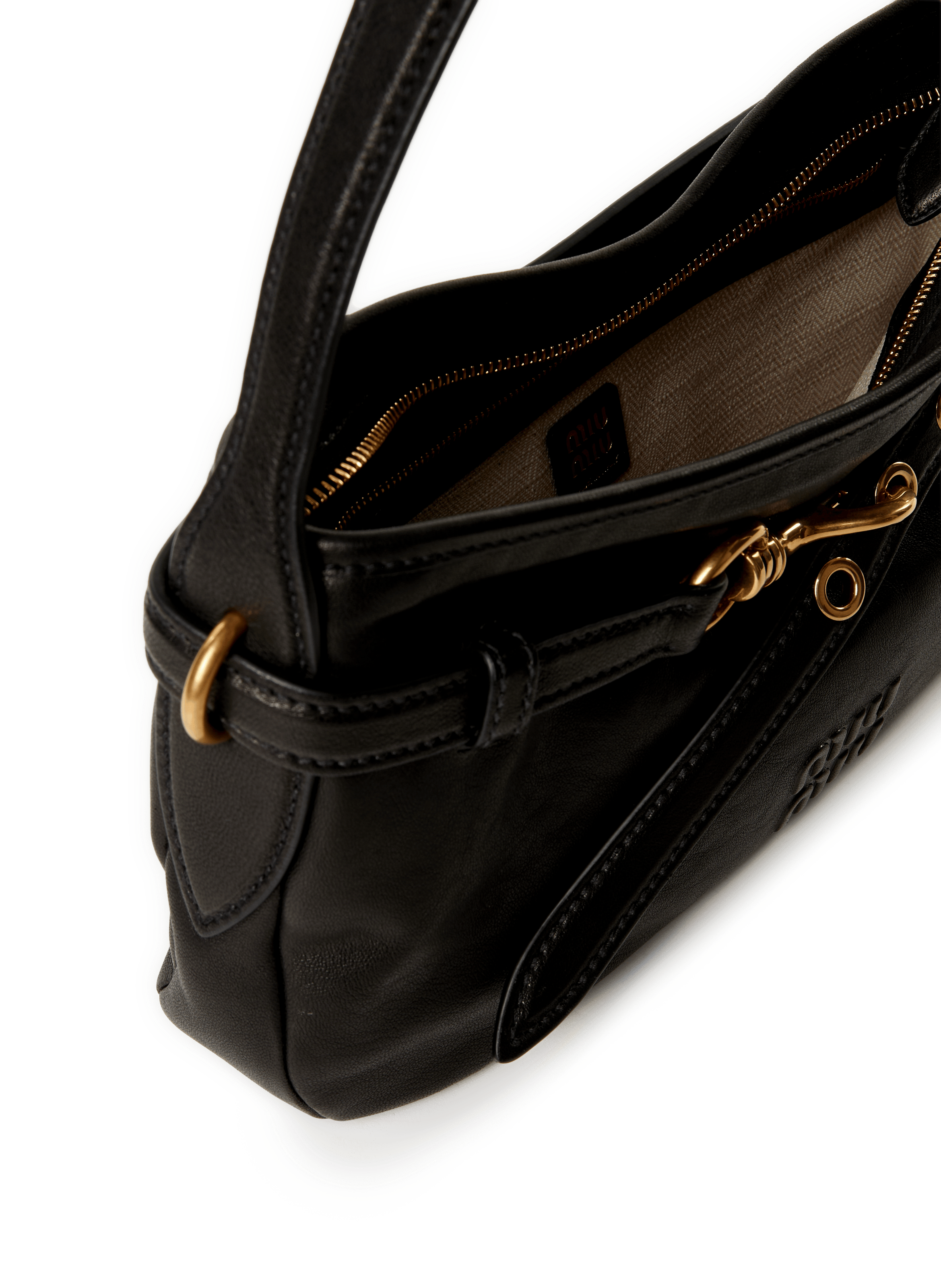 Leather Adventure Bag MIU MIU Black