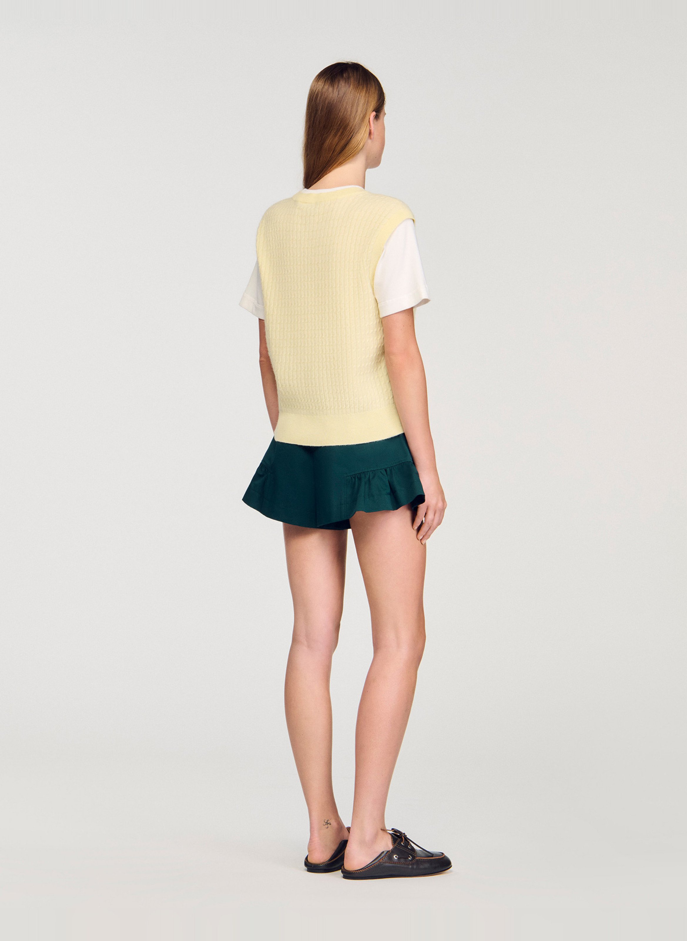 Pull col rond en laine mélangée SANDRO Jaune