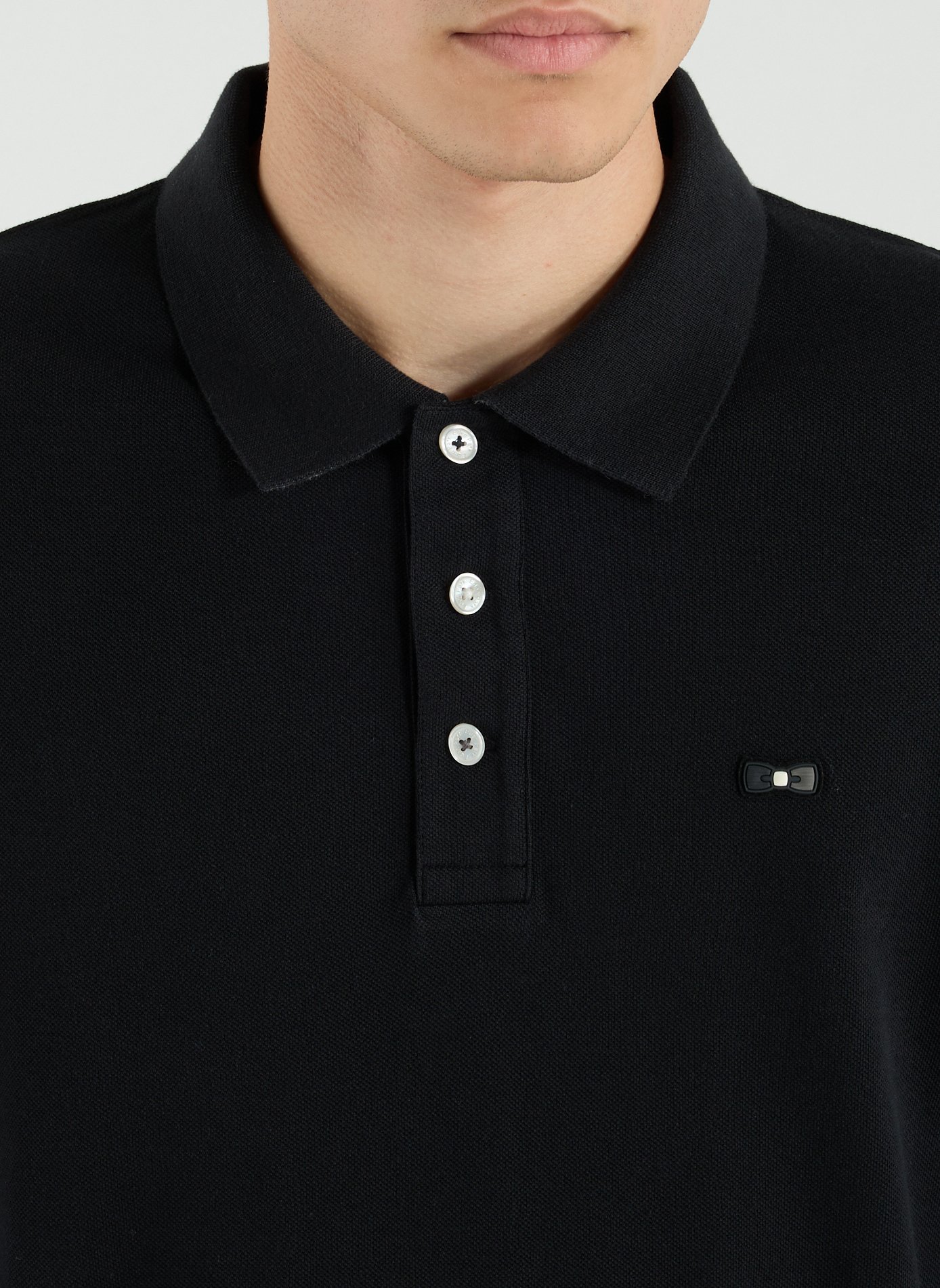 Long-sleeved cotton polo shirt EDEN PARK Black