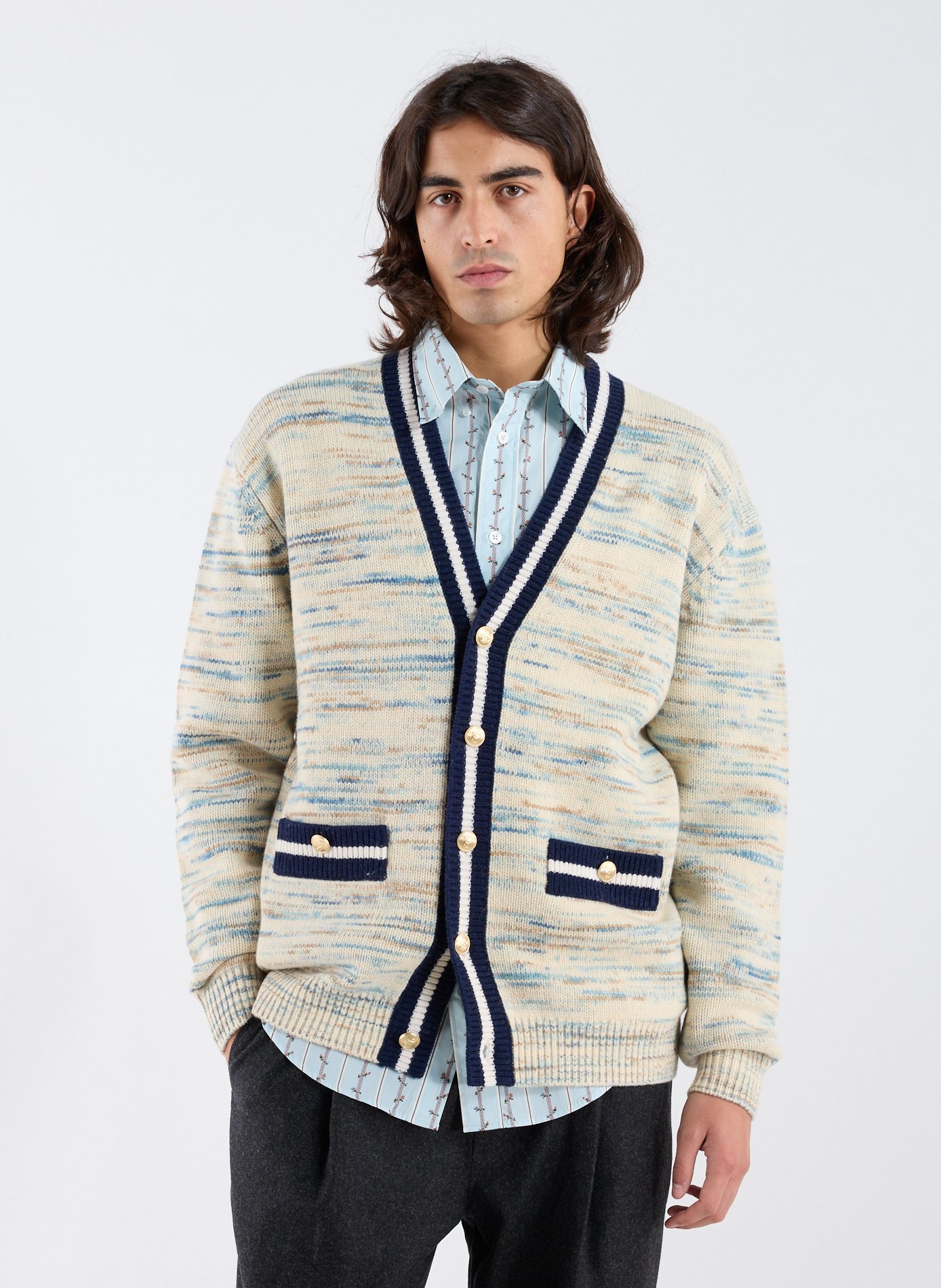 DROLE DE MONSIEUR Le cardigan Mouliné Blanc