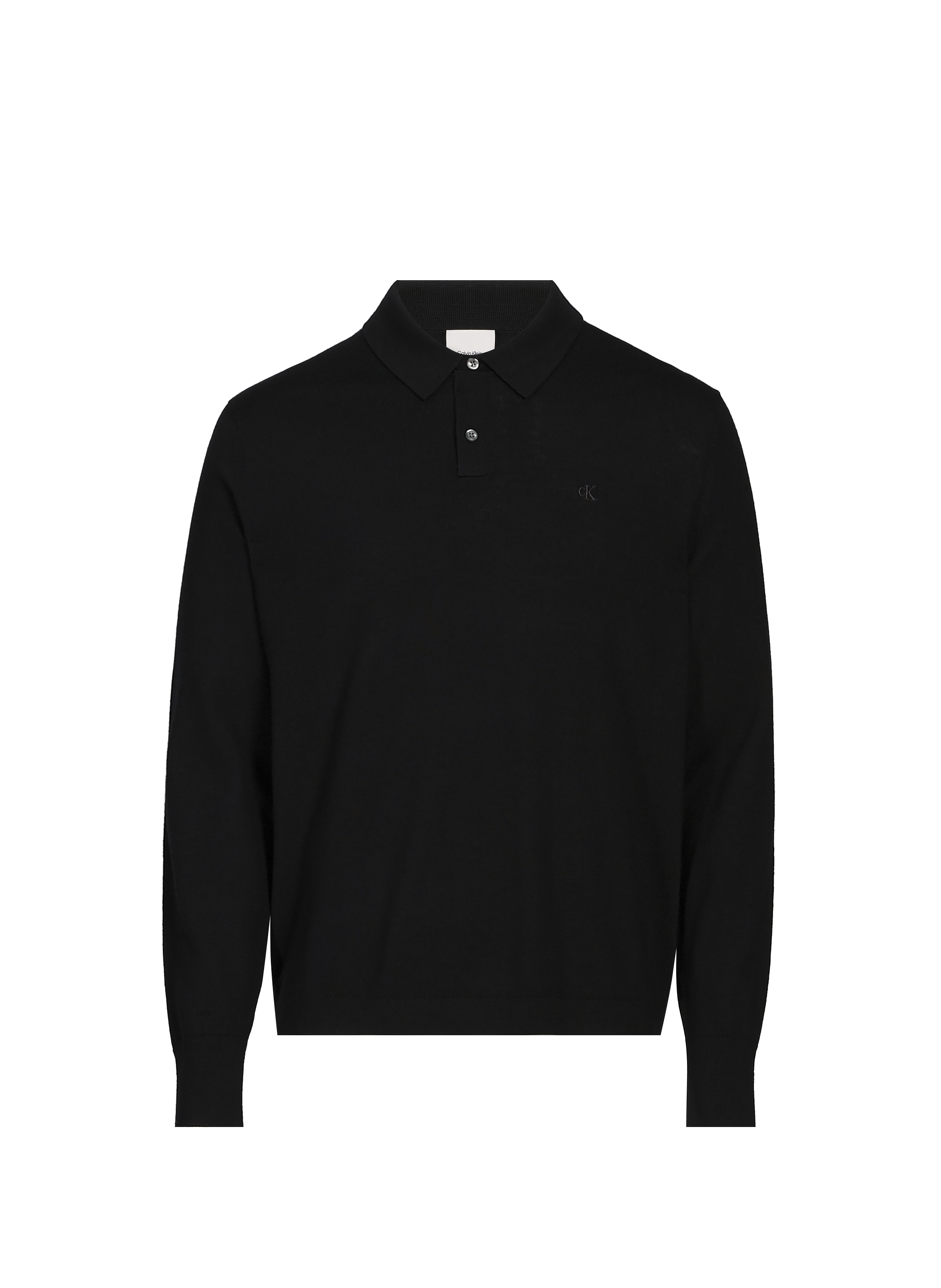 Polo à manches longues en laine CALVIN KLEIN Noir