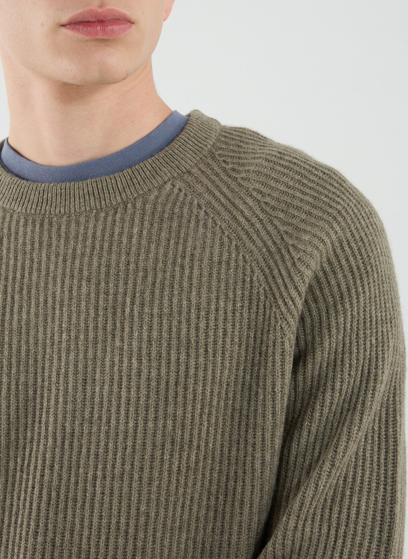 Ribbed round neck sweater in a blend of merino wool and cotton DOCKERS Brown