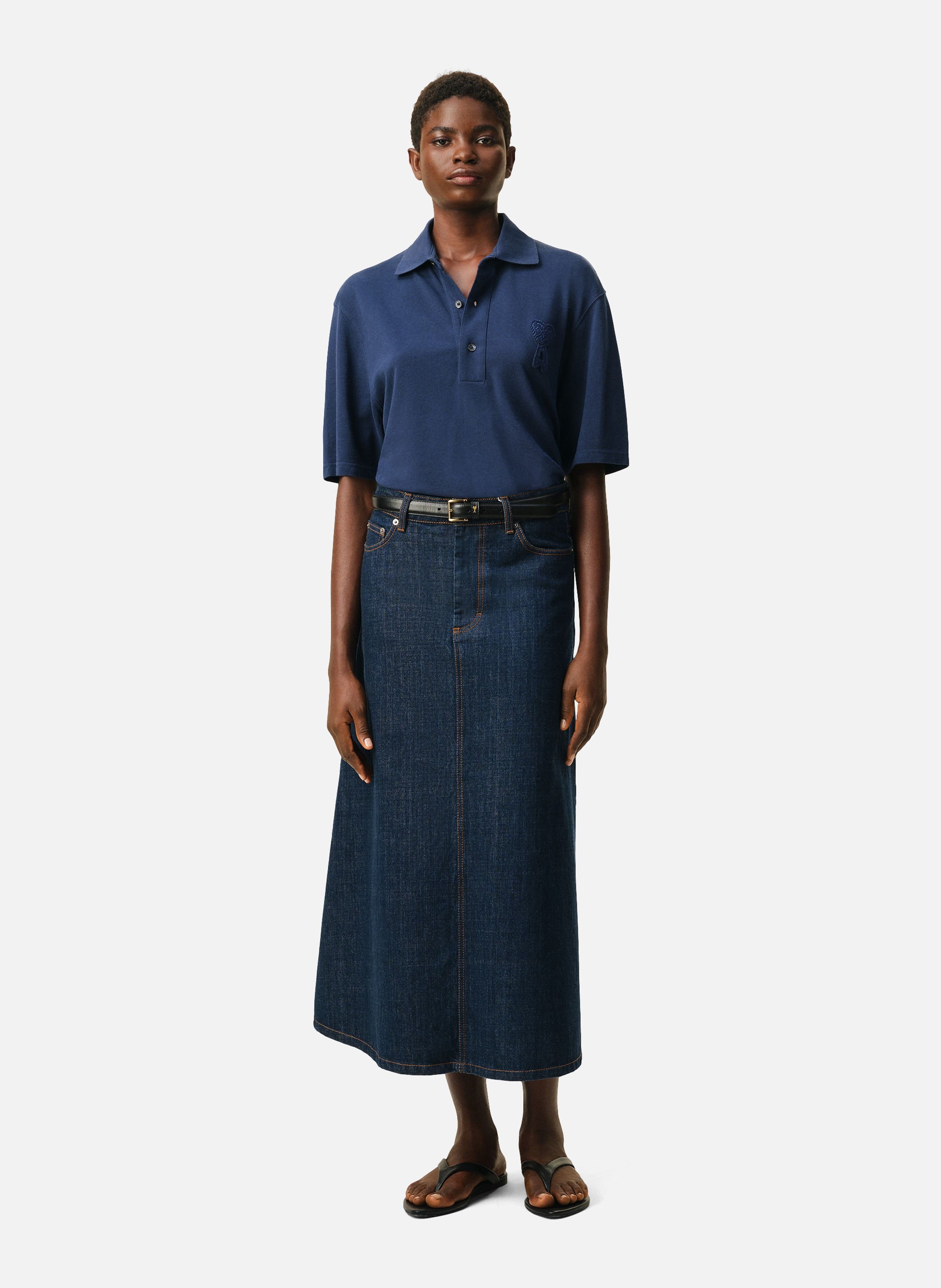 Polo ami de coeur crochet en coton unisexe AMI PARIS Bleu