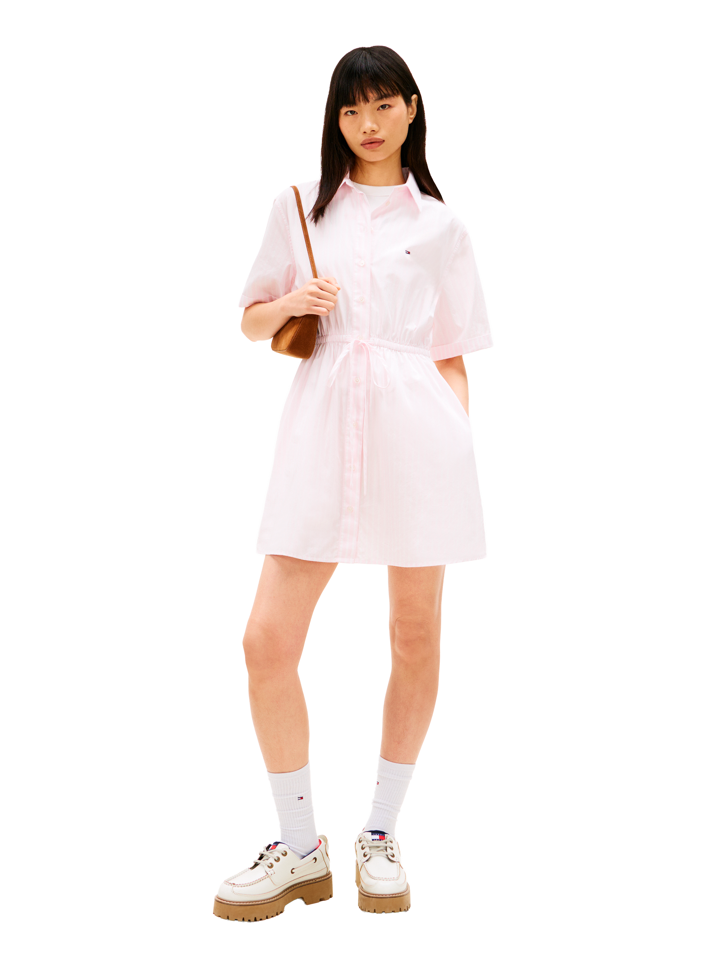 Robe chemise à rayures  Rose