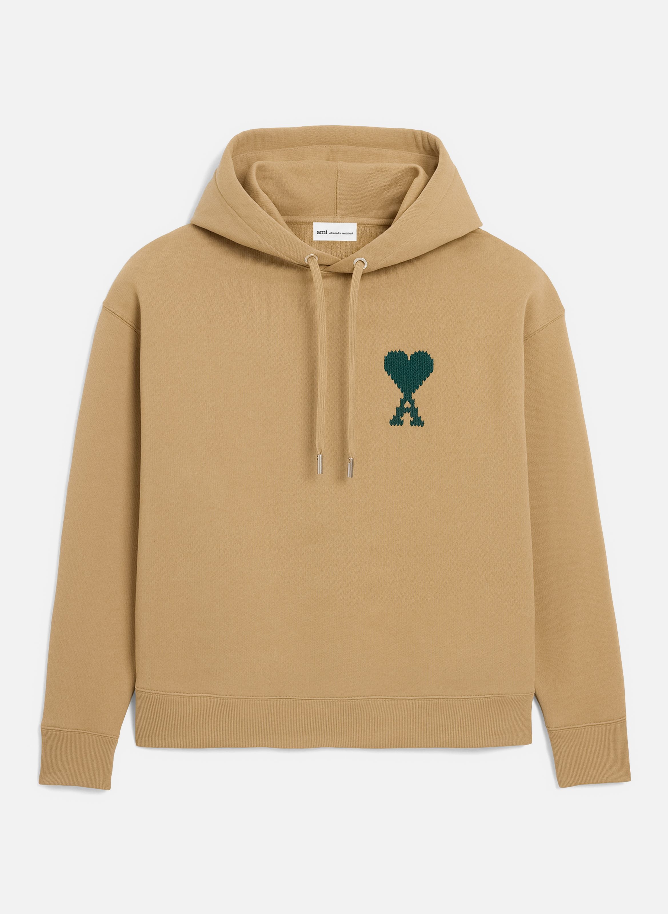 Hoodie broderie ami de coeur unisexe en coton AMI PARIS Beige